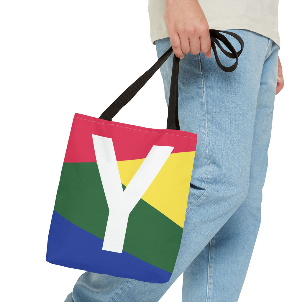 Monogram 'Y' Colorblock Tote Bag — Personalized Initial Y Shoulder Tote