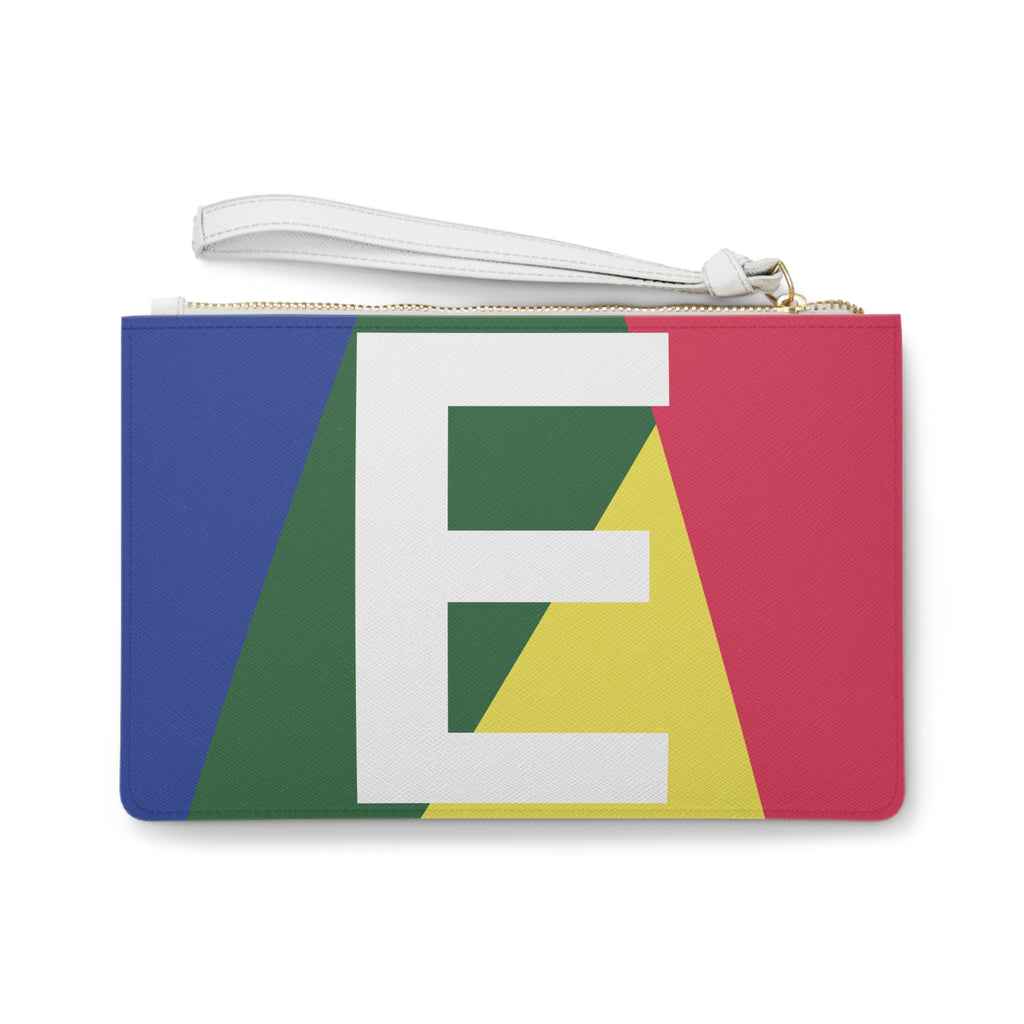 Monogram 'E' Colorblock Clutch Bag — Bold Geometric Wristlet for Everyday & Gifts