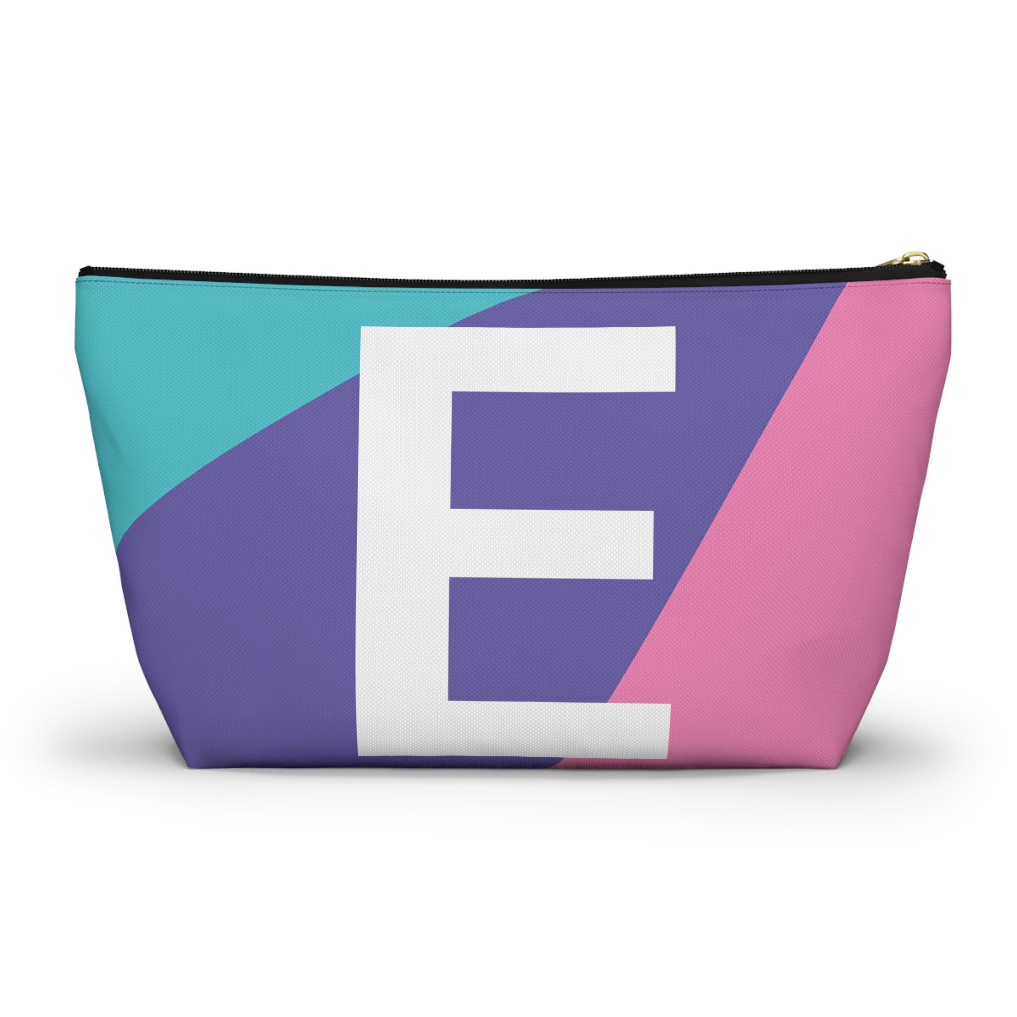 Initials Colorblock Accessory Pouch — Monogram E T-Bottom Cosmetic Bag