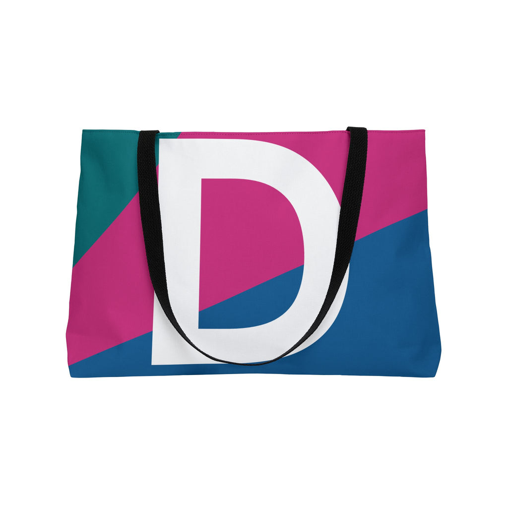 Personalized 'D' Colorblock Tote Bag — Monogram Weekender Tote