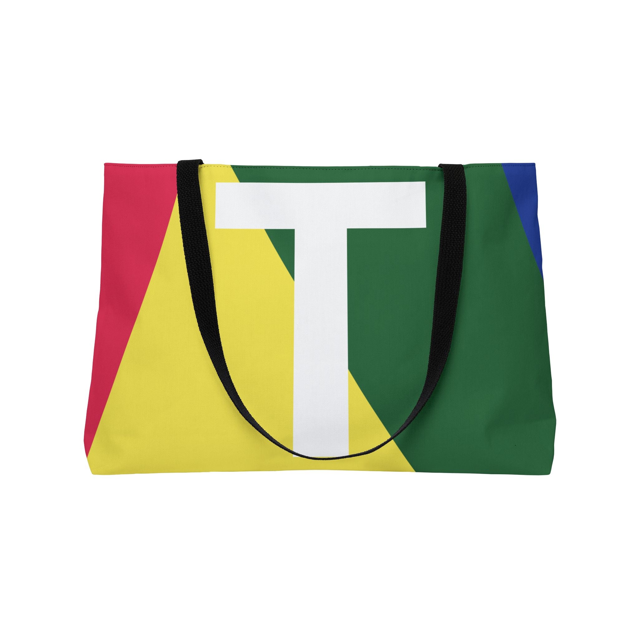 Personalized 'T' Colorblock Tote Bag — Monogram Weekender Tote