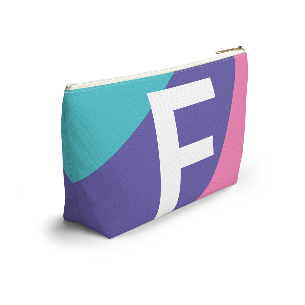 Initials Colorblock Accessory Pouch — Monogram F T-Bottom Cosmetic Bag