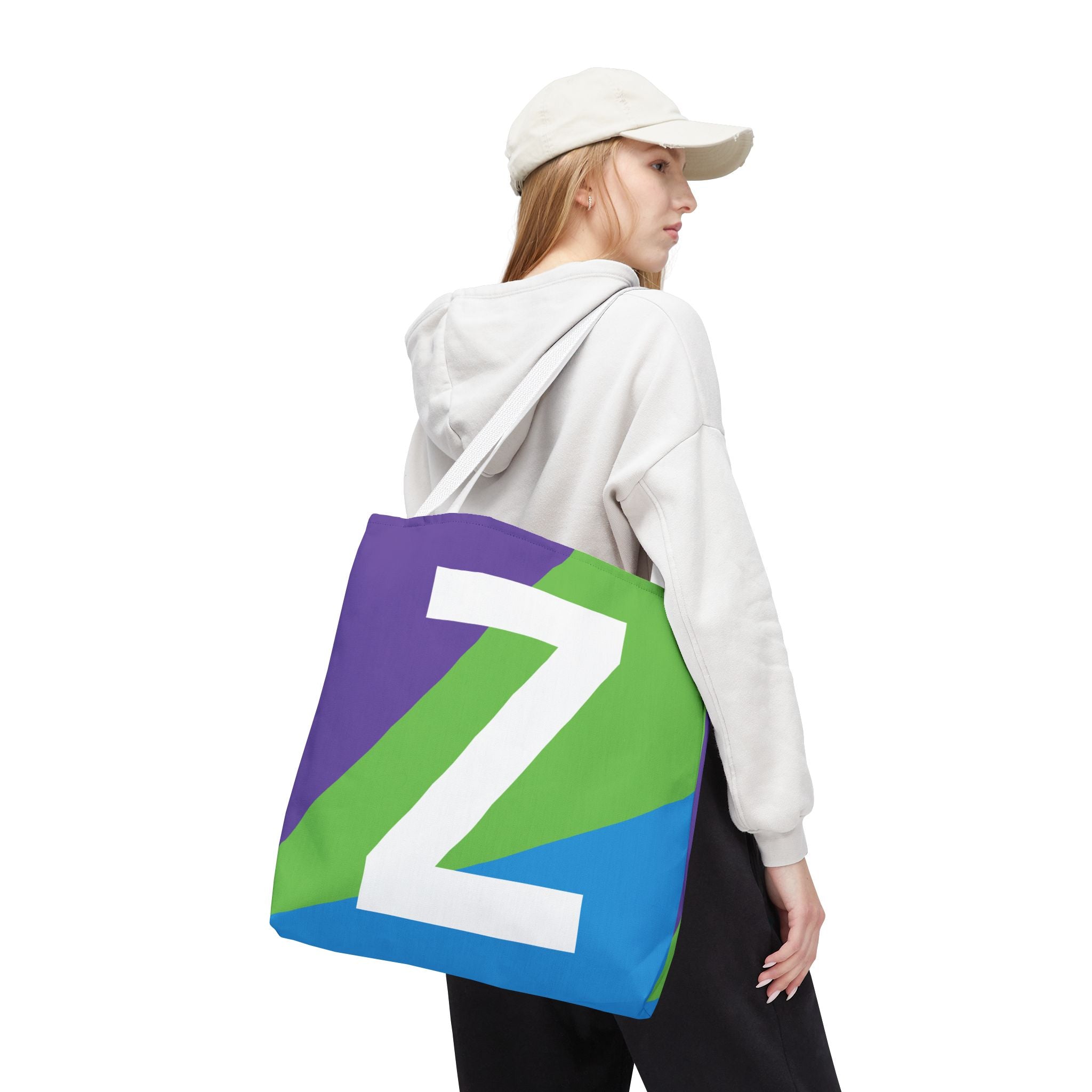 Monogram 'Z' Colorblock Tote Bag — Personalized Initial Z Shoulder Tote