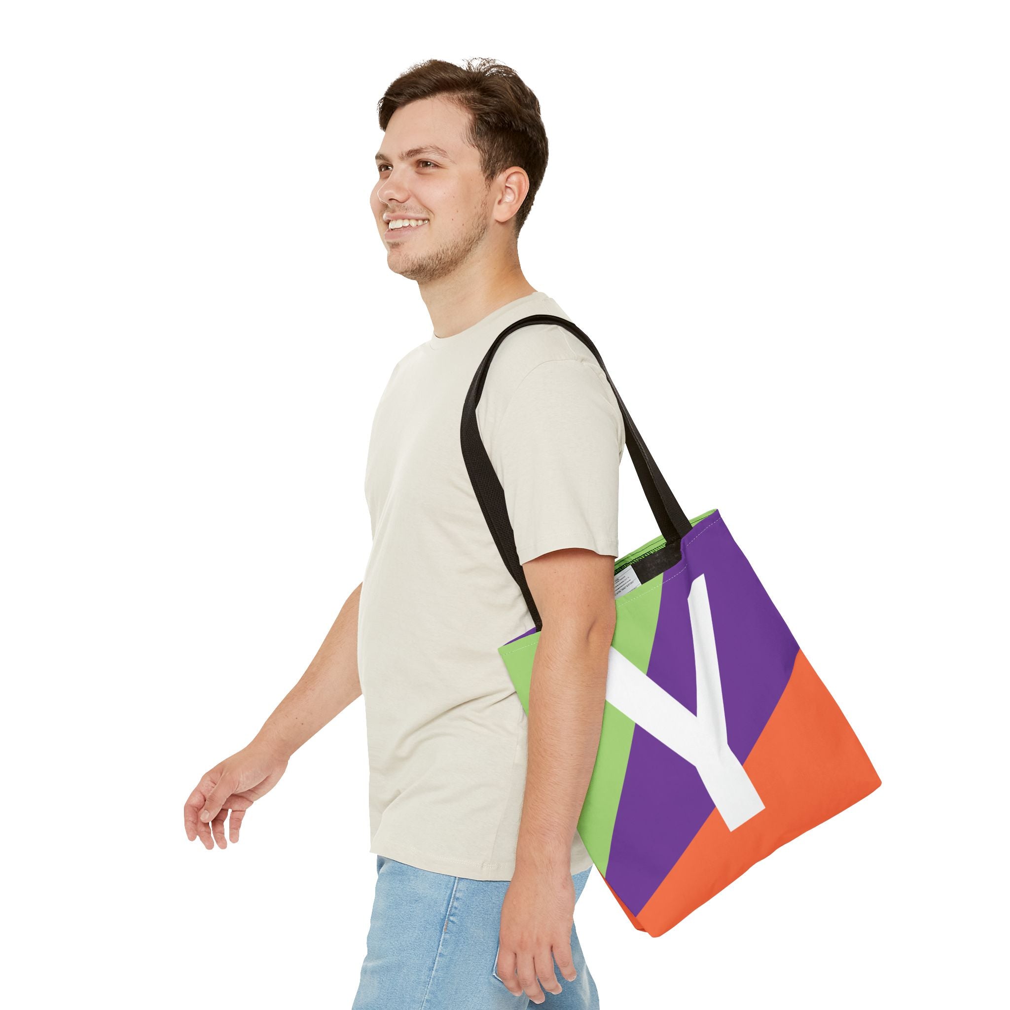 Monogram 'Y' Colorblock Tote Bag — Personalized Initial Y Shoulder Tote
