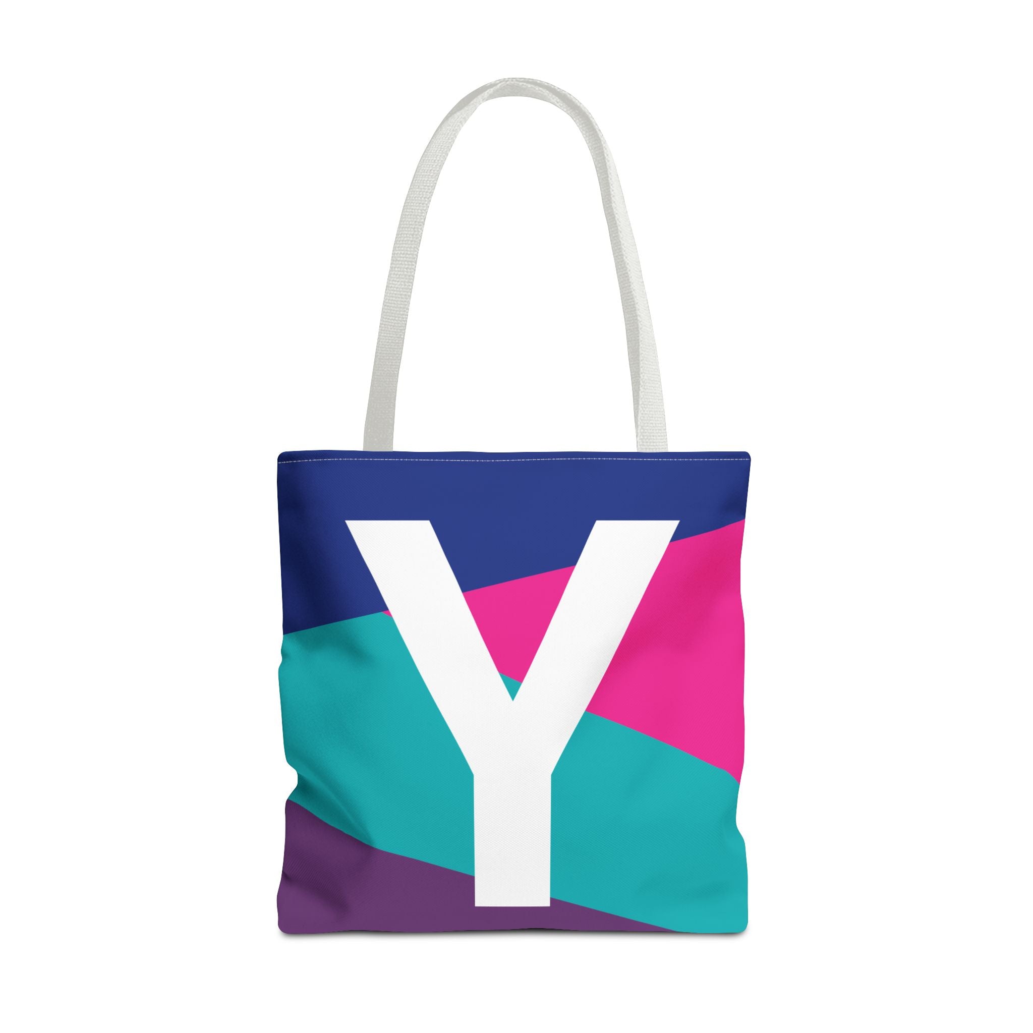 Monogram 'Y' Colorblock Tote Bag — Personalized Initial Y Shoulder Tote