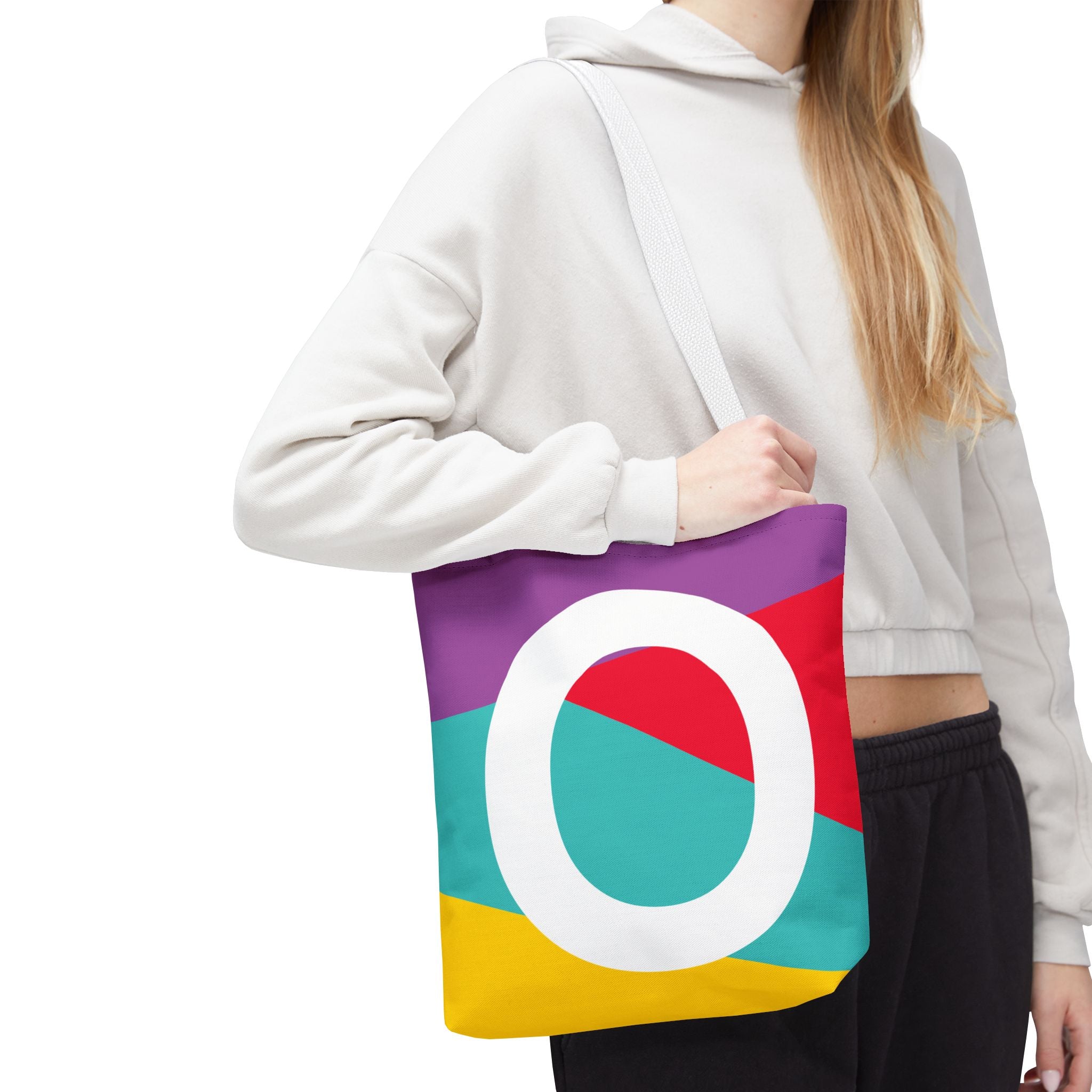 Monogram 'O' Colorblock Tote Bag — Personalized Initial O Shoulder Tote