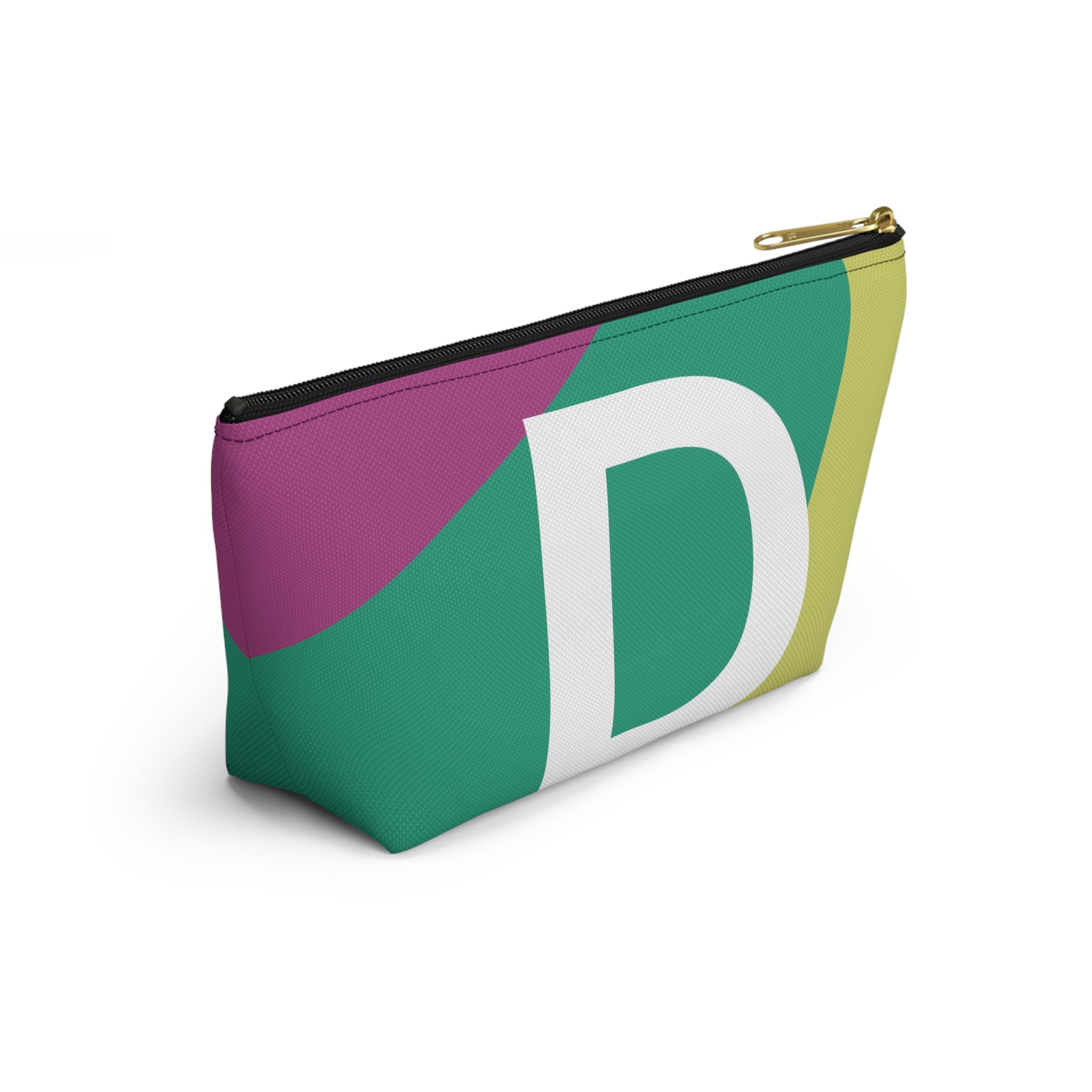 Initials Colorblock Accessory Pouch — Monogram D T-Bottom Cosmetic Bag