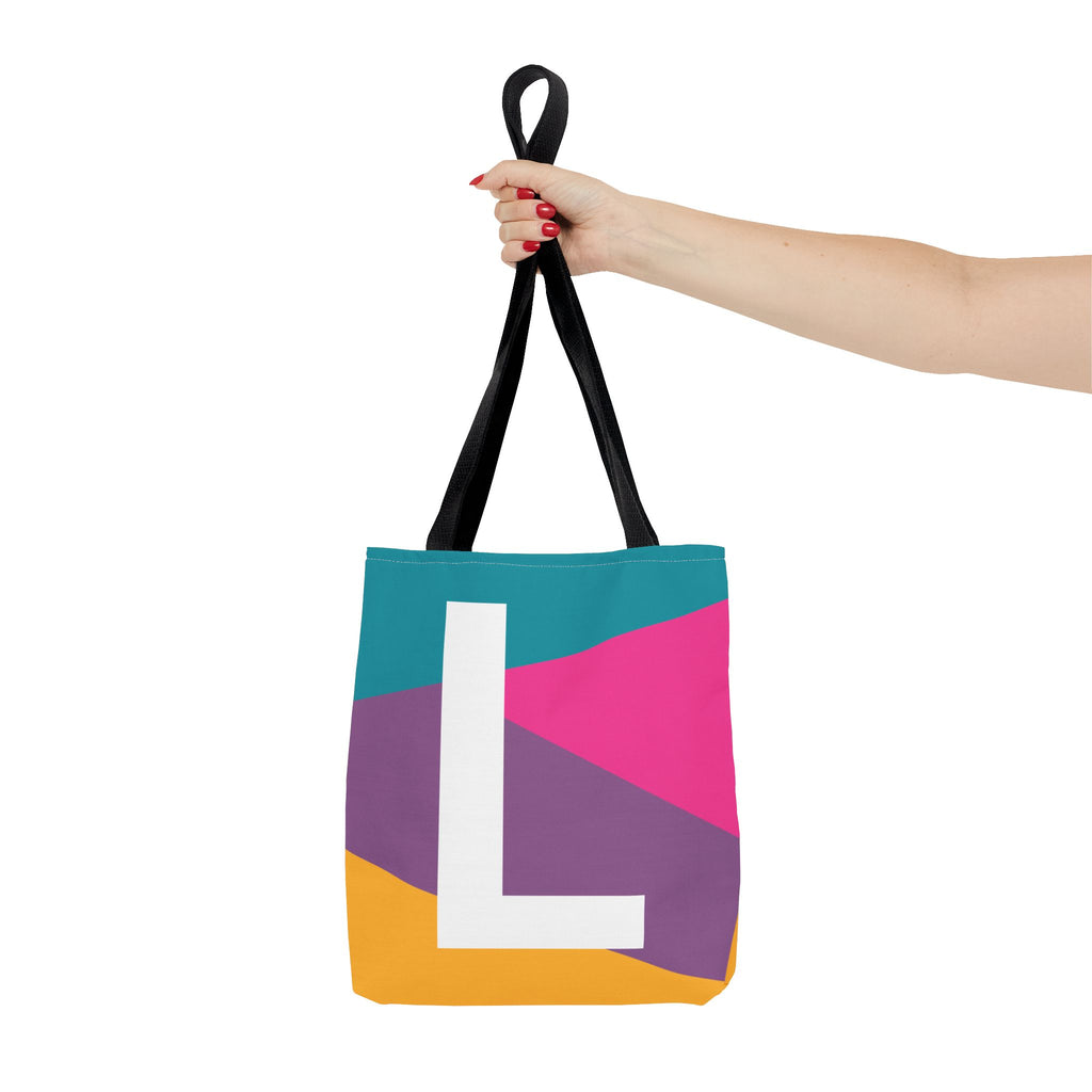 Monogram 'L' Colorblock Tote Bag — Personalized Initial L Shoulder Tote