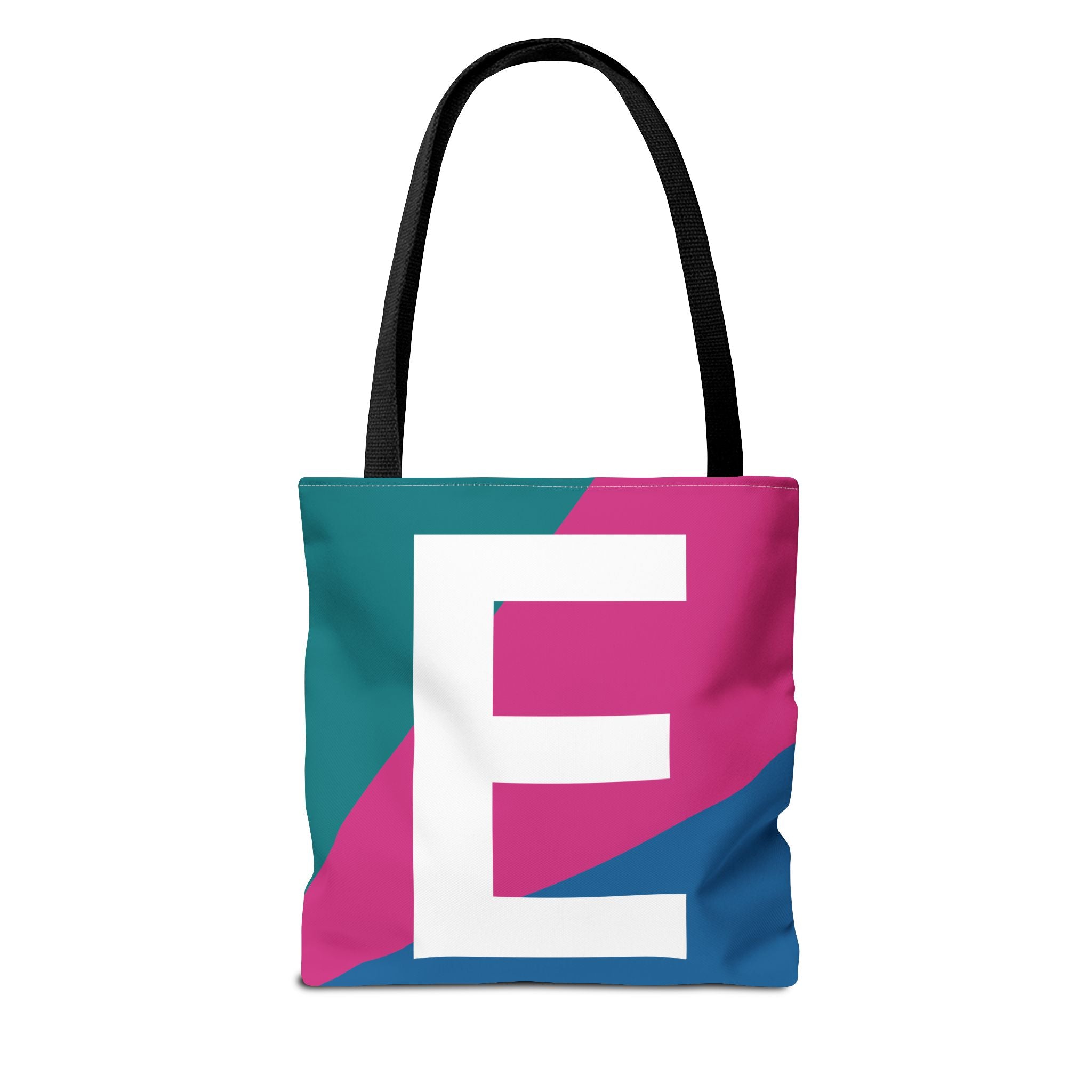 Monogram 'E' Colorblock Tote Bag — Personalized Initial E Shoulder Tote