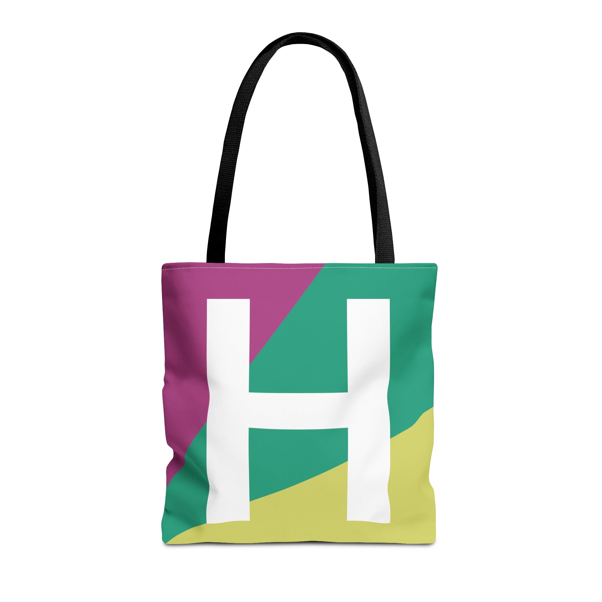 Monogram 'H' Colorblock Tote Bag — Personalized Initial H Shoulder Tote