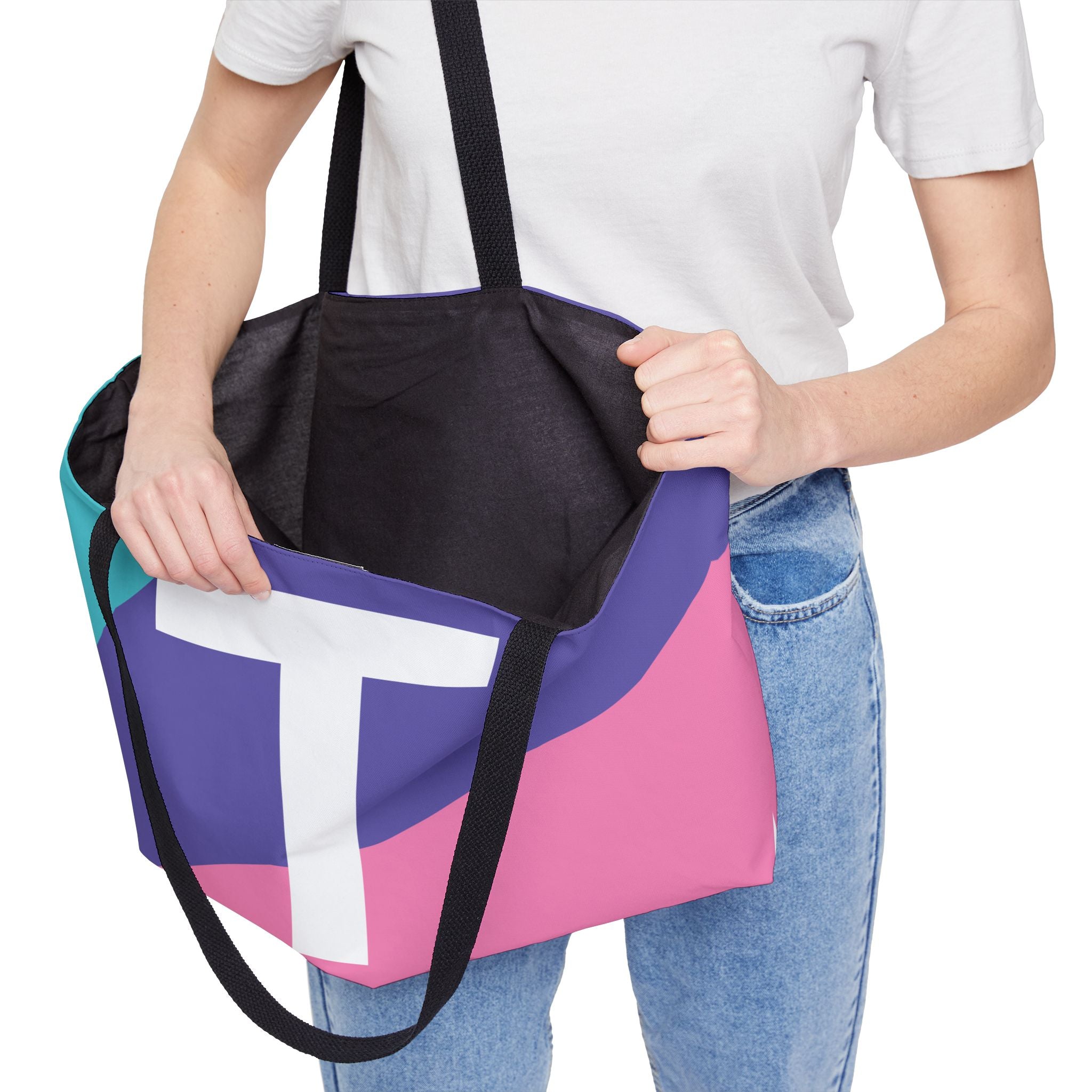 Personalized 'T' Colorblock Tote Bag — Monogram Weekender Tote