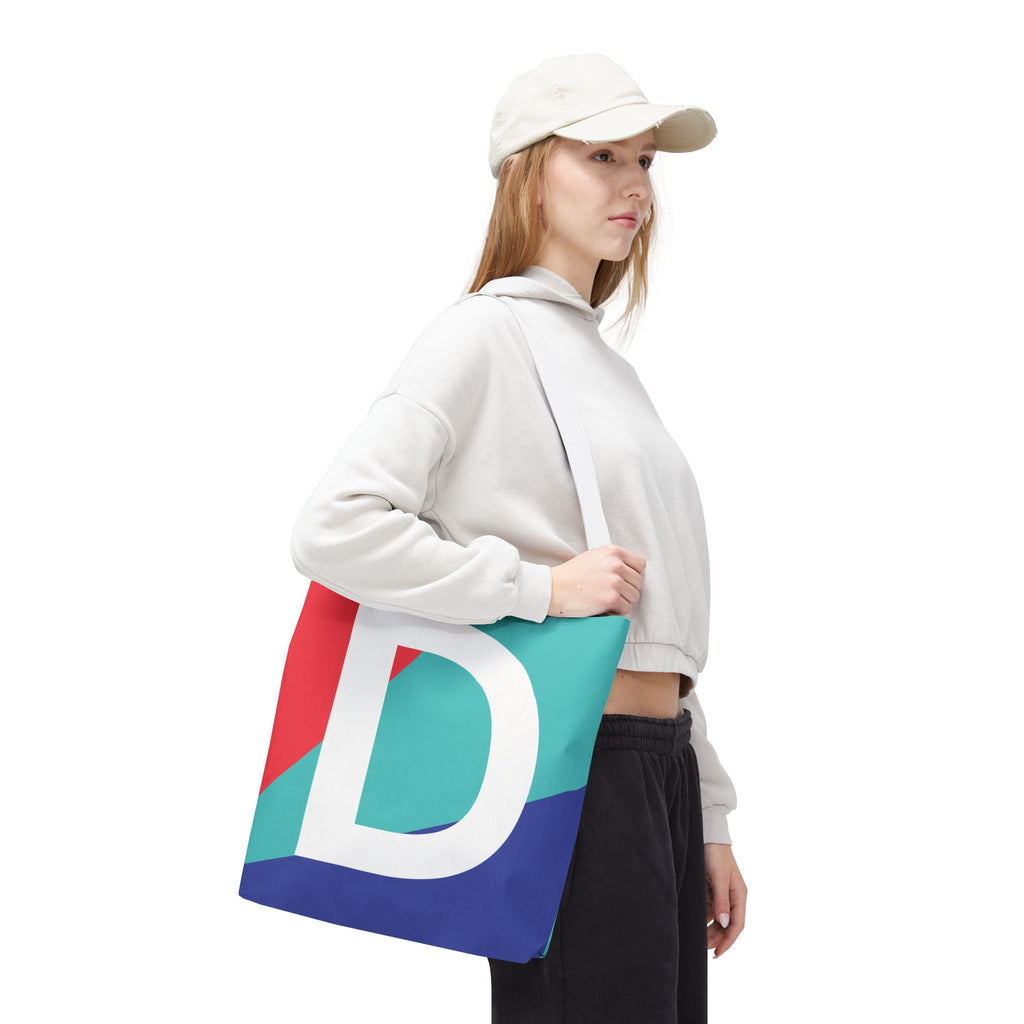 Monogram 'D' Colorblock Tote Bag — Personalized Initial D Shoulder Tote