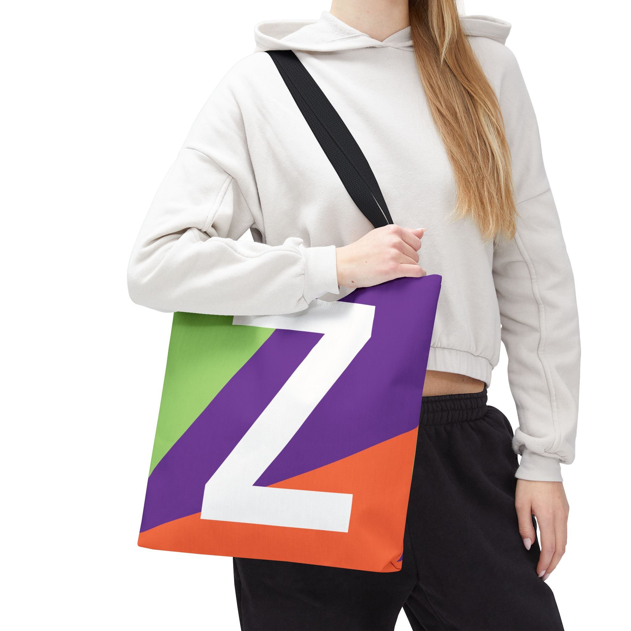Monogram 'Z' Colorblock Tote Bag — Personalized Initial Z Shoulder Tote