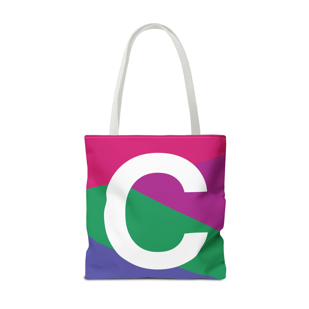 Monogram 'C' Colorblock Tote Bag — Personalized Initial C Shoulder Tote