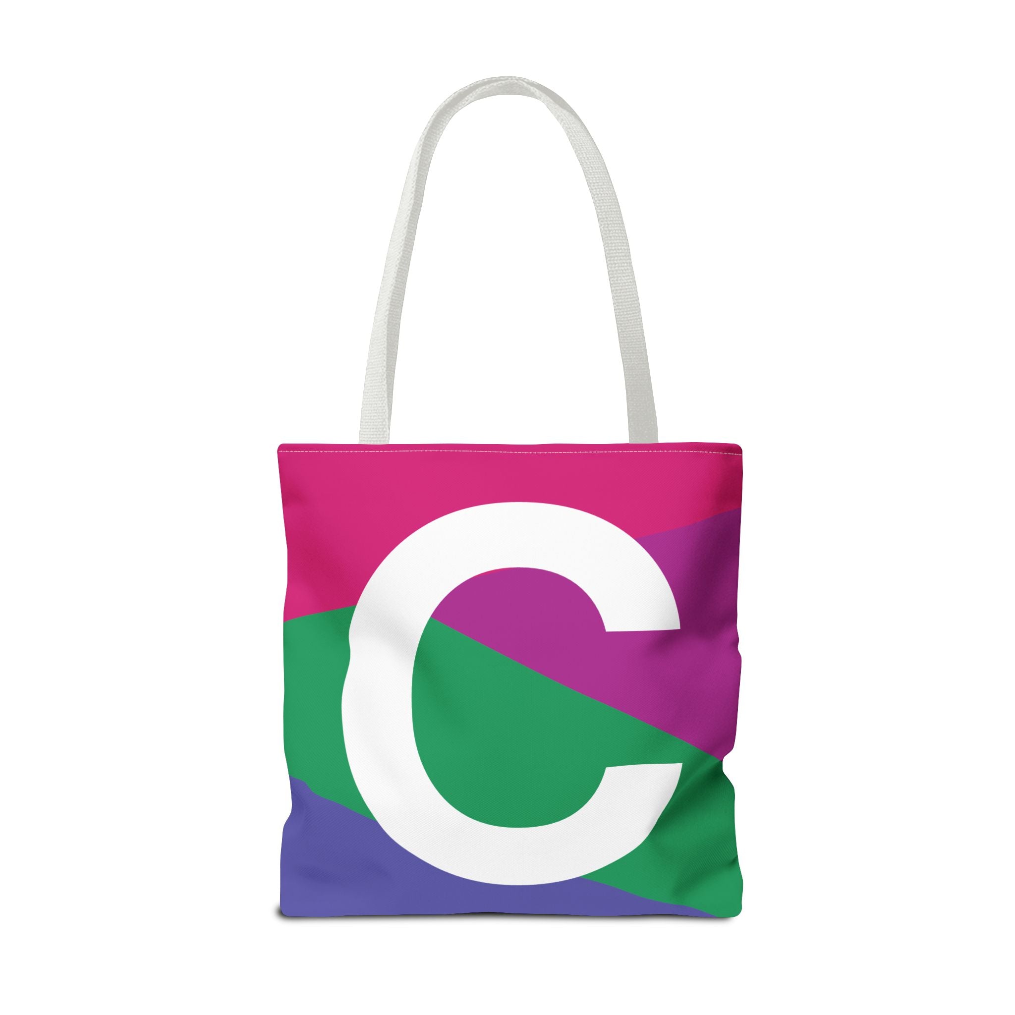 Monogram 'C' Colorblock Tote Bag — Personalized Initial C Shoulder Tote