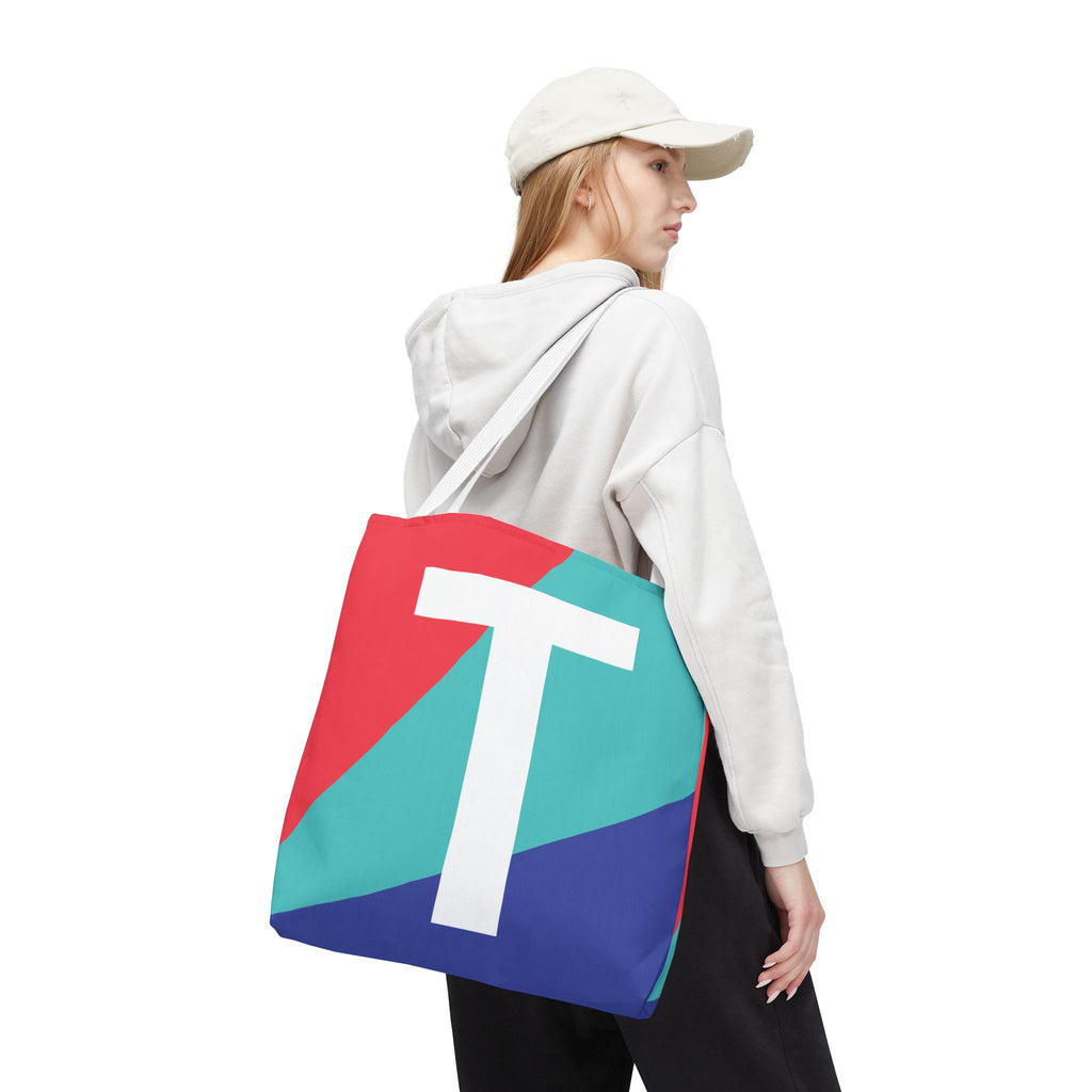 Monogram 'T' Colorblock Tote Bag — Personalized Initial T Shoulder Tote