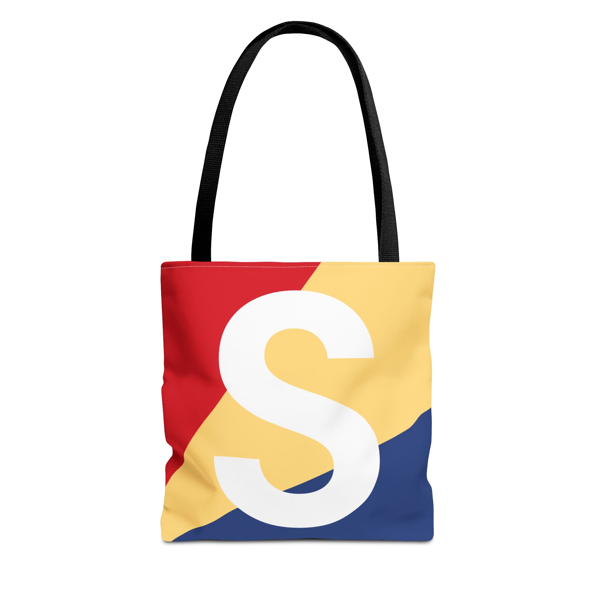 Monogram 'S' Colorblock Tote Bag — Personalized Initial S Shoulder Tote