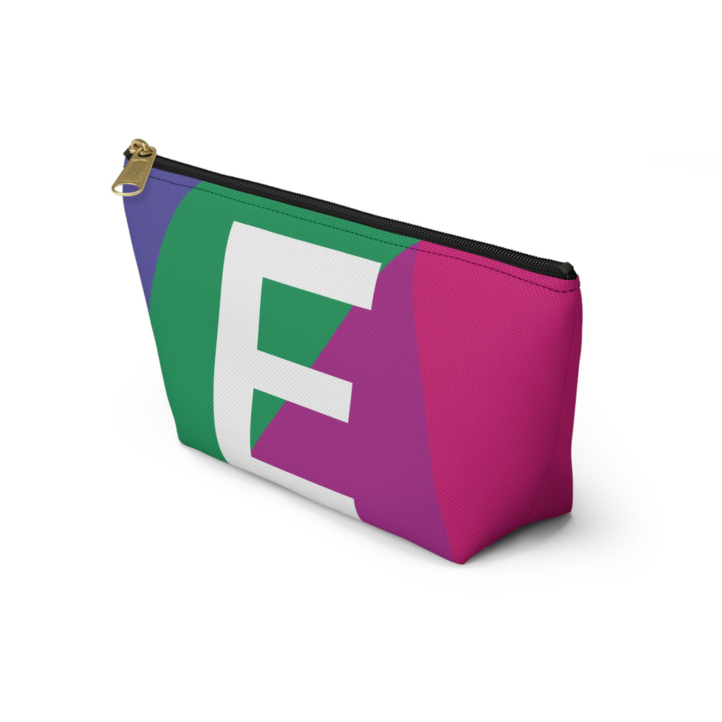 Initials Colorblock Accessory Pouch — Monogram E T-Bottom Cosmetic Bag