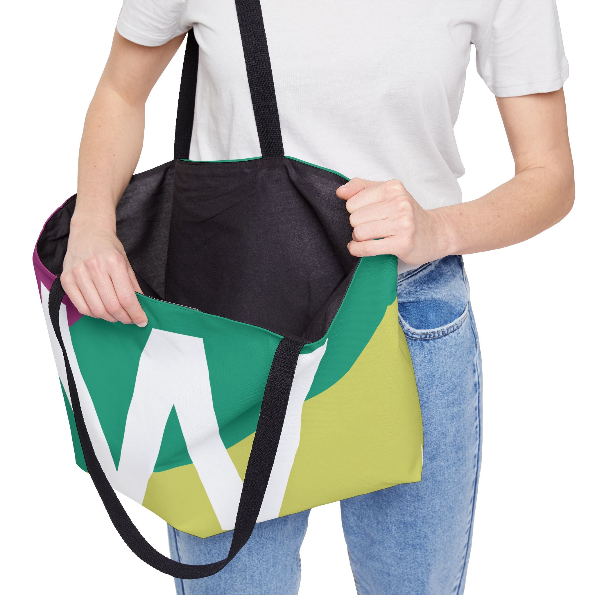 Personalized 'W' Colorblock Tote Bag — Monogram Weekender Tote