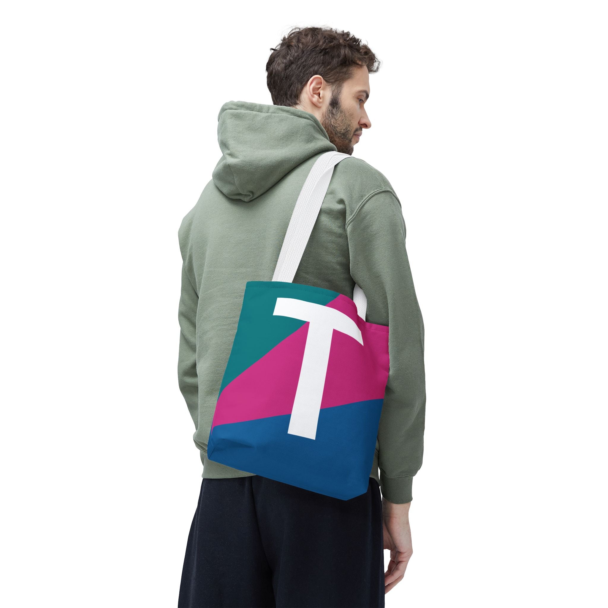Monogram 'T' Colorblock Tote Bag — Personalized Initial T Shoulder Tote
