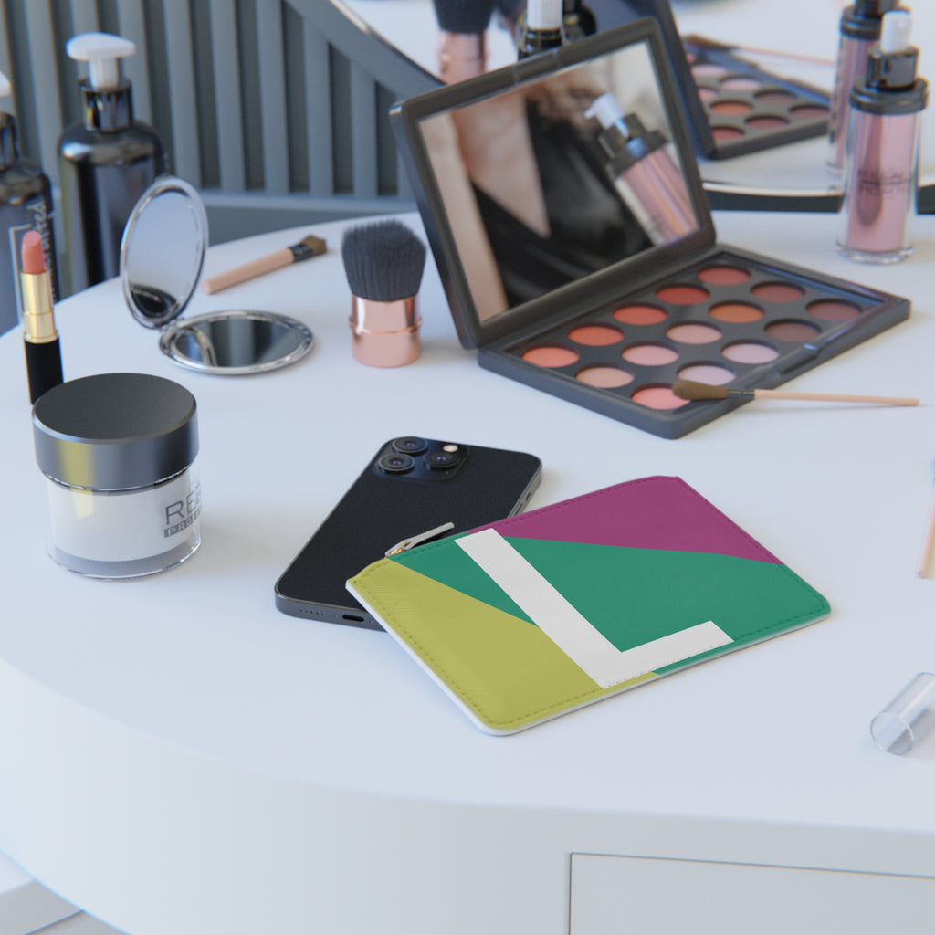 Initial L Mini Clutch — Colorblock Monogram Wristlet Wallet