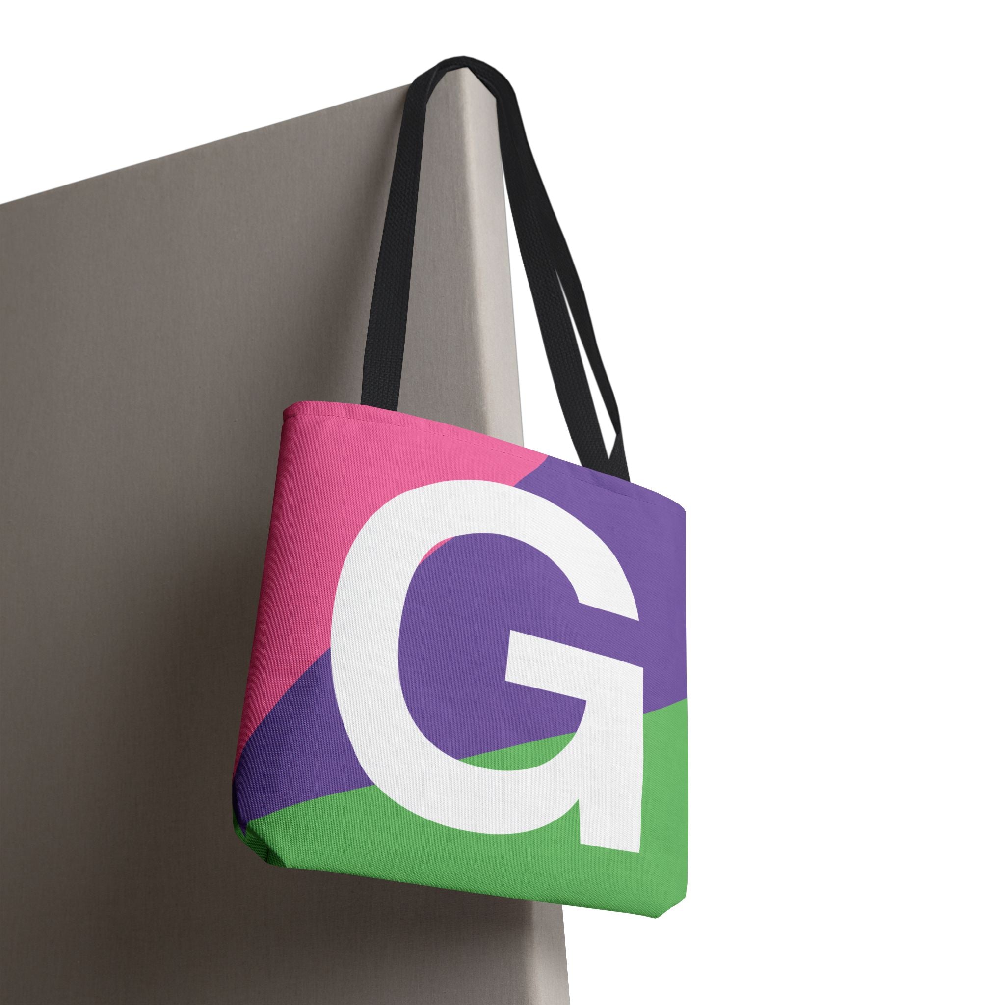 Monogram 'G' Colorblock Tote Bag — Personalized Initial G Shoulder Tote