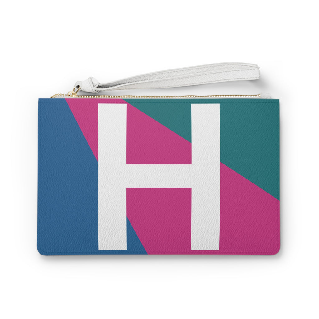Monogram 'H' Colorblock Clutch Bag — Bold Geometric Wristlet for Everyday & Gifts