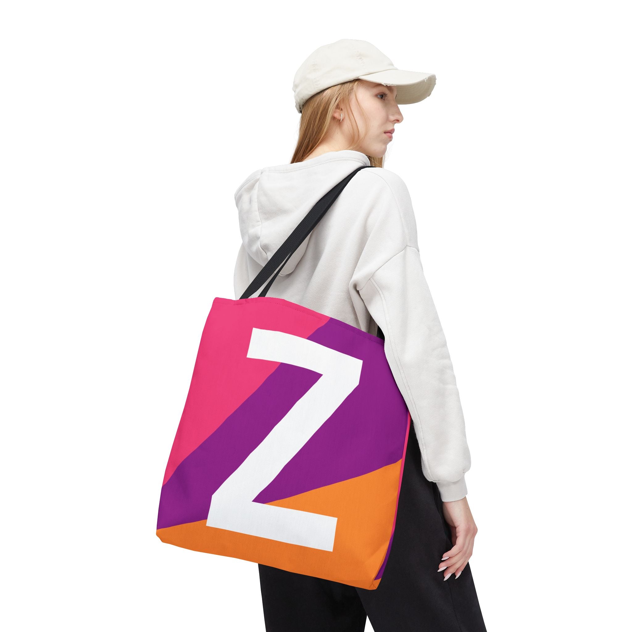 Monogram 'Z' Colorblock Tote Bag — Personalized Initial Z Shoulder Tote