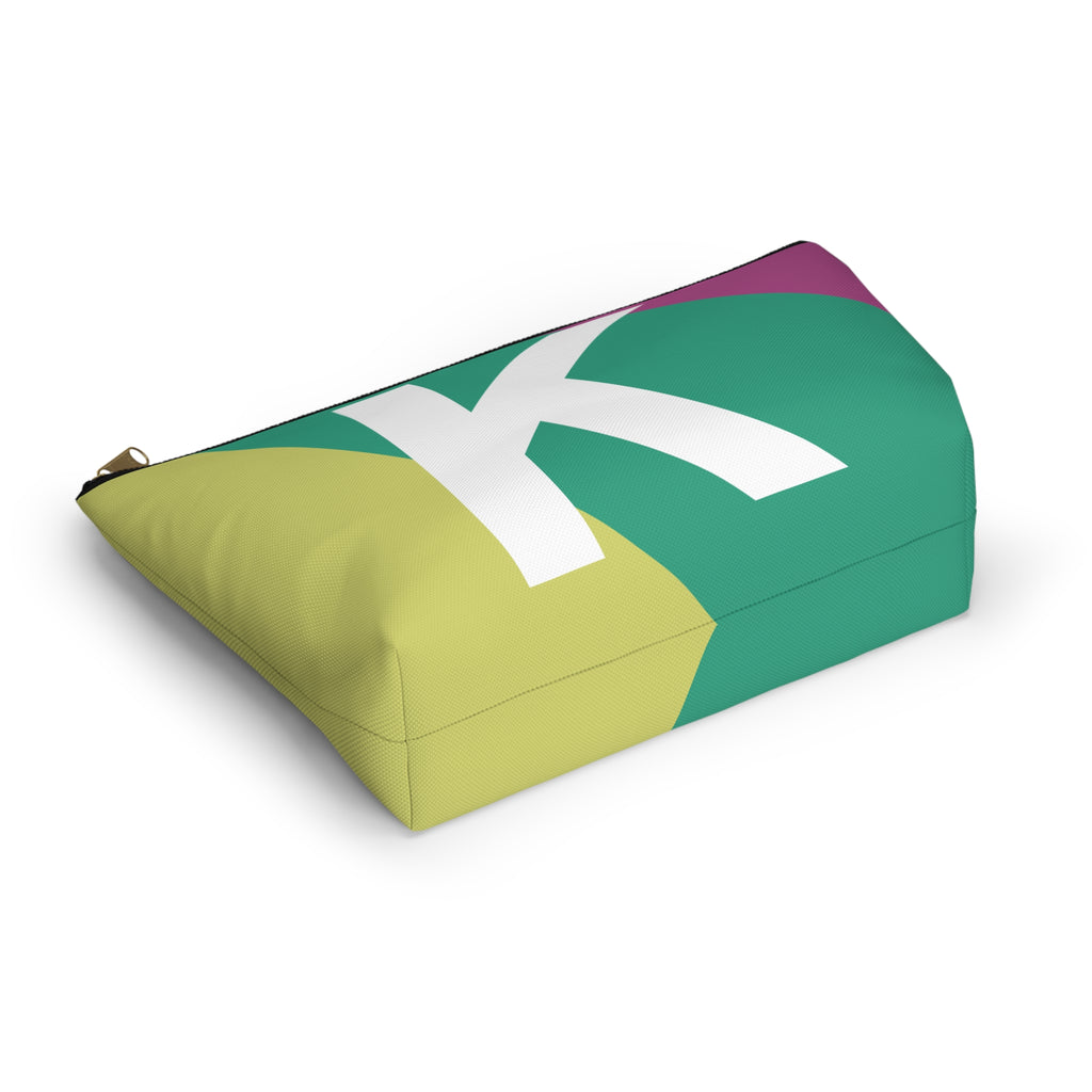 Initials Colorblock Accessory Pouch — Monogram K T-Bottom Cosmetic Bag
