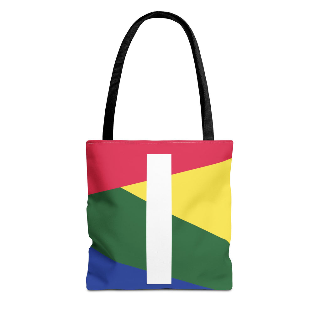 Monogram 'I' Colorblock Tote Bag — Personalized Initial I Shoulder Tote