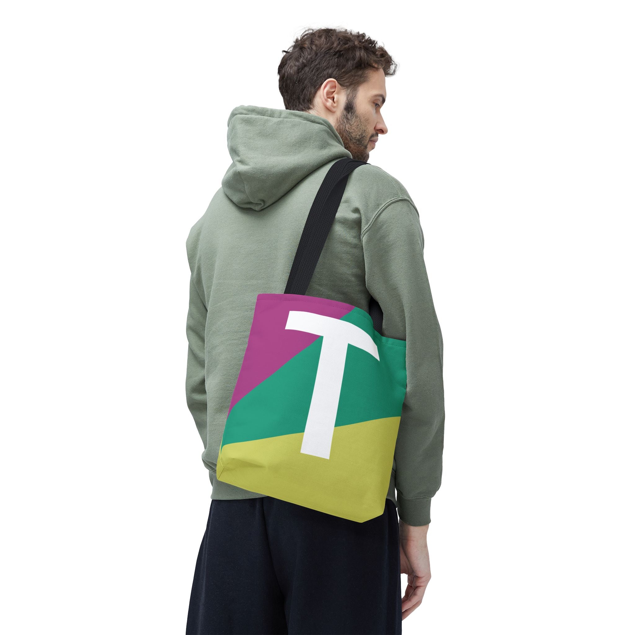 Monogram 'T' Colorblock Tote Bag — Personalized Initial T Shoulder Tote