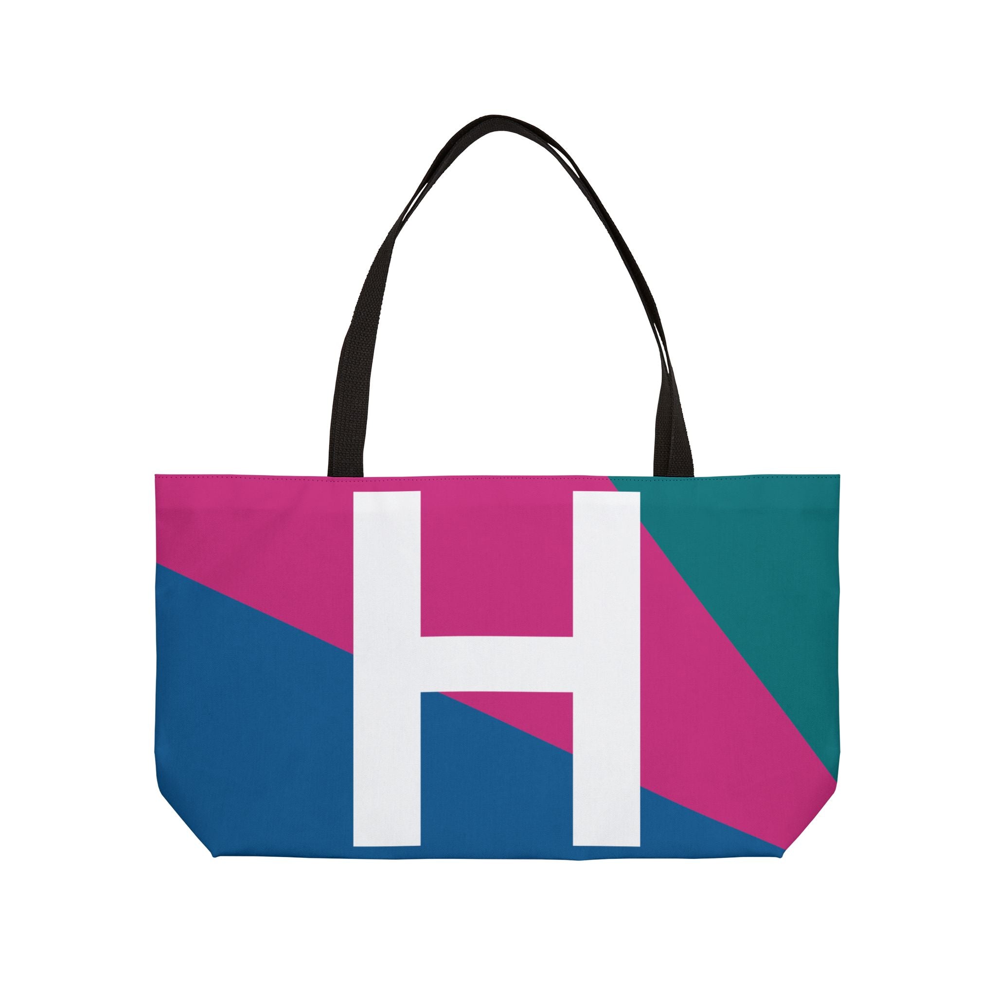 Personalized 'H' Colorblock Tote Bag — Monogram Weekender Tote