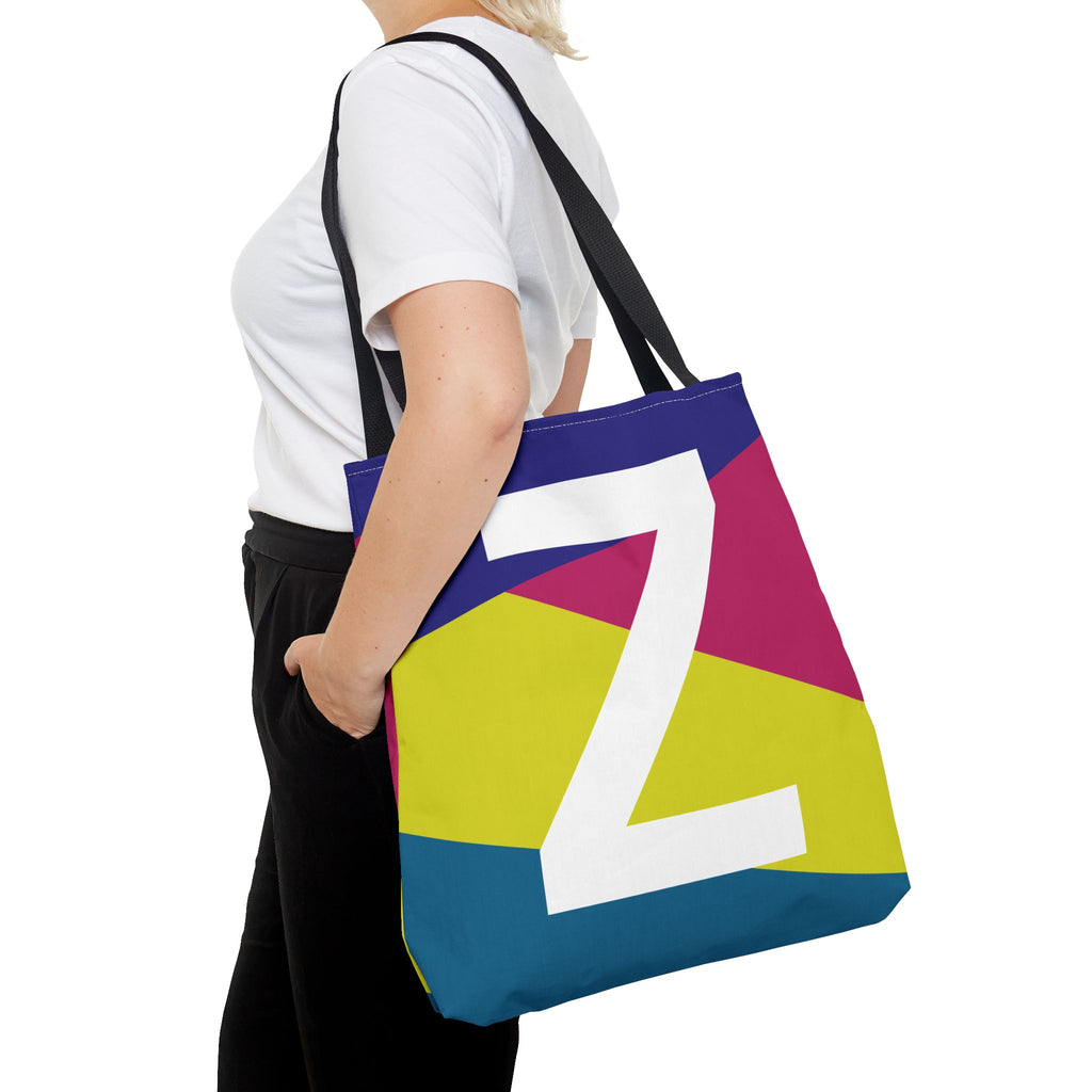 Monogram 'Z' Colorblock Tote Bag — Personalized Initial Z Shoulder Tote