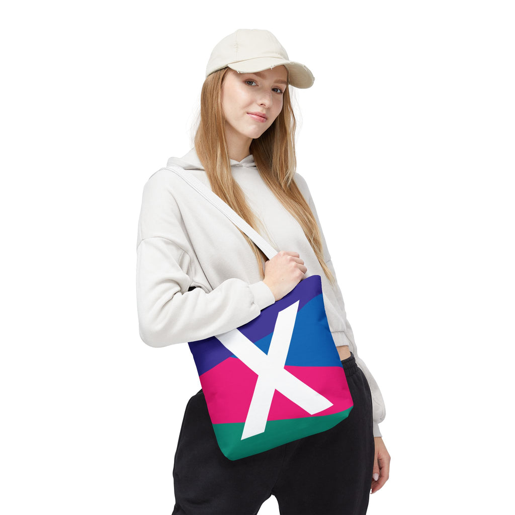 Monogram 'X' Colorblock Tote Bag — Personalized Initial X Shoulder Tote
