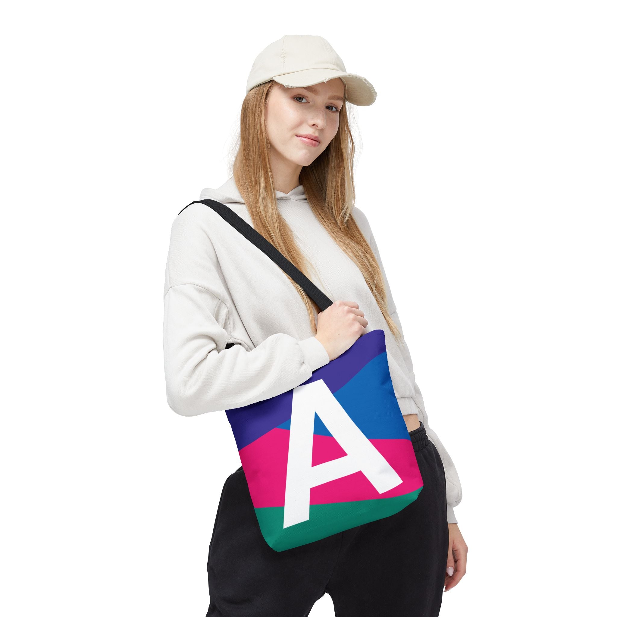 Monogram 'A' Colorblock Tote Bag — Personalized Initial A Shoulder Tote