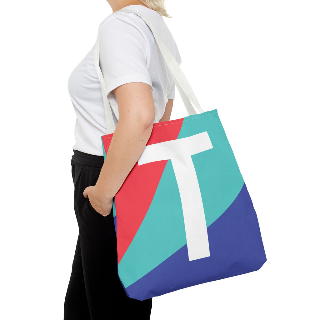 Monogram 'T' Colorblock Tote Bag — Personalized Initial T Shoulder Tote
