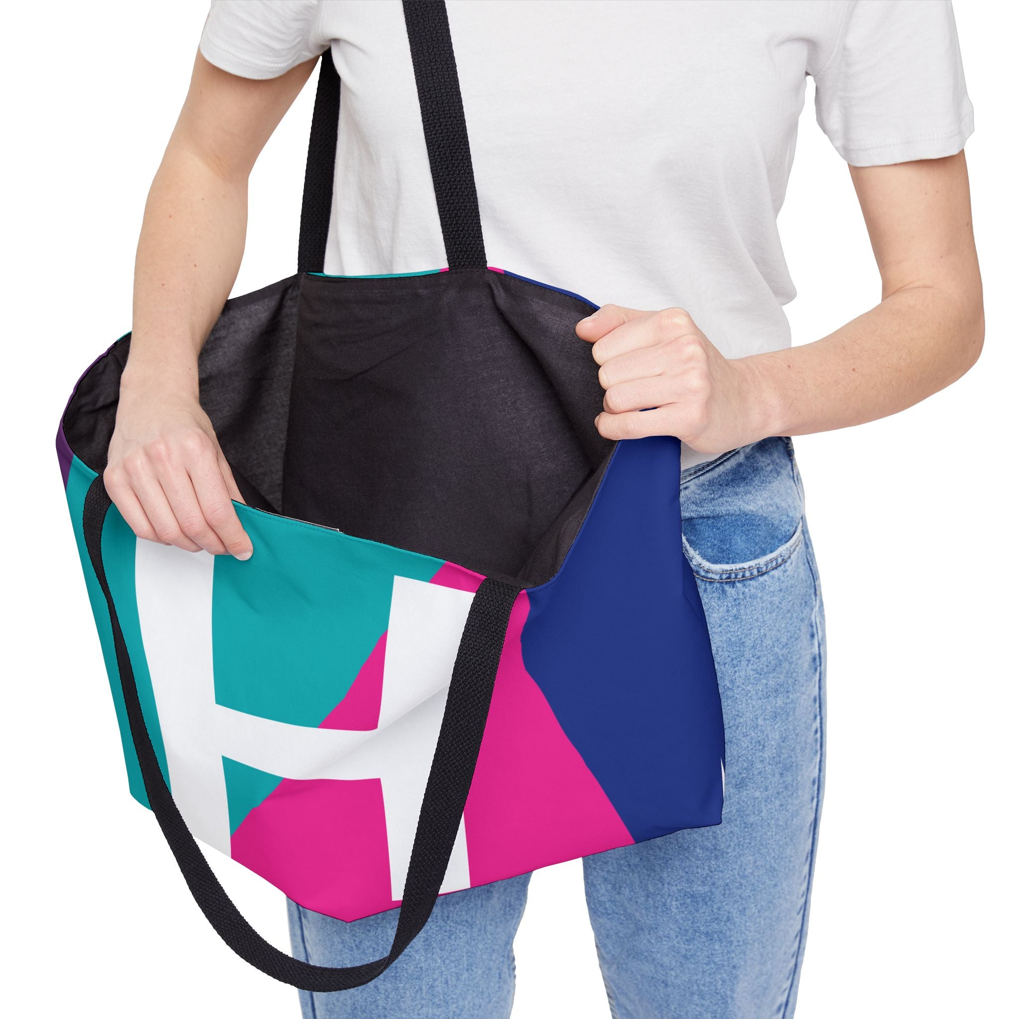 Personalized 'H' Colorblock Tote Bag — Monogram Weekender Tote