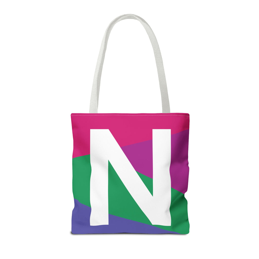 Monogram 'N' Colorblock Tote Bag — Personalized Initial N Shoulder Tote
