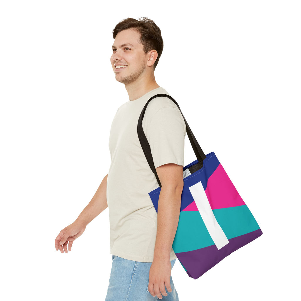 Monogram 'I' Colorblock Tote Bag — Personalized Initial I Shoulder Tote