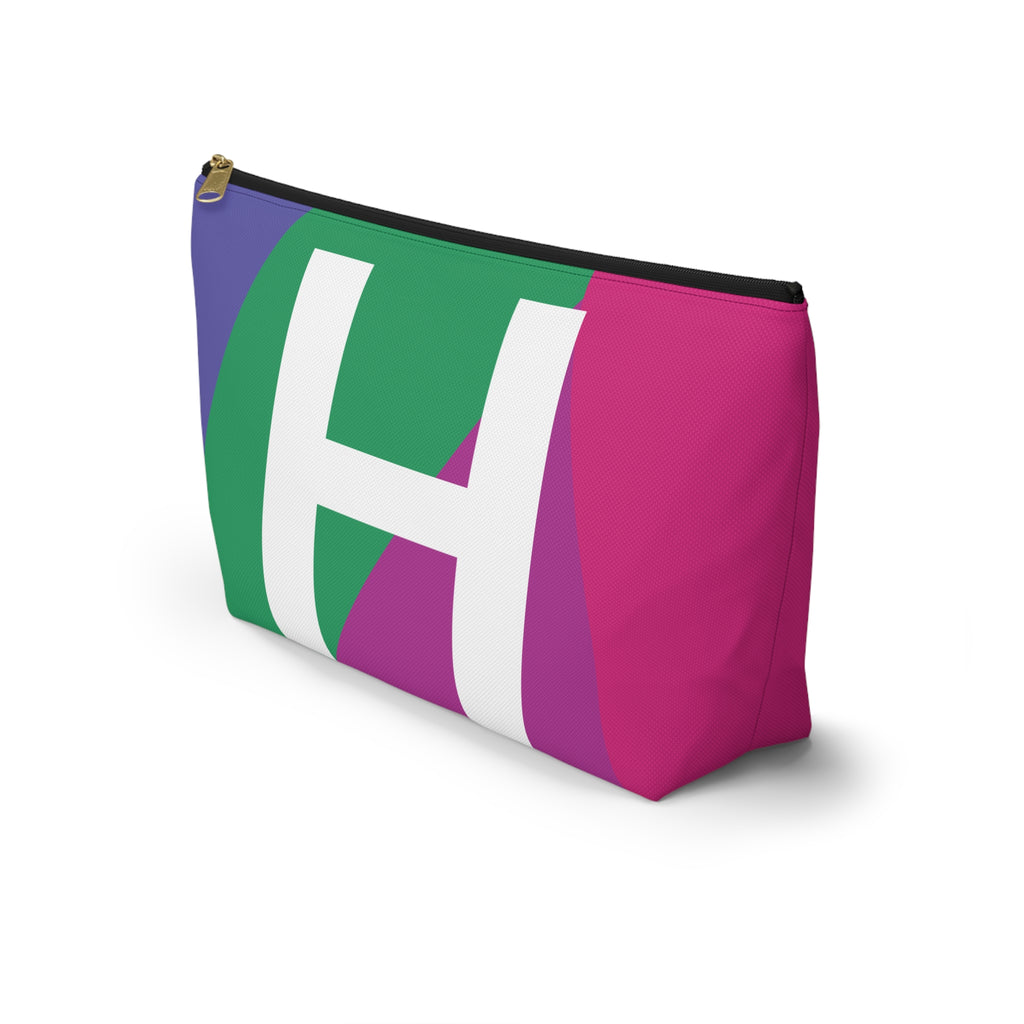 Initials Colorblock Accessory Pouch — Monogram H T-Bottom Cosmetic Bag