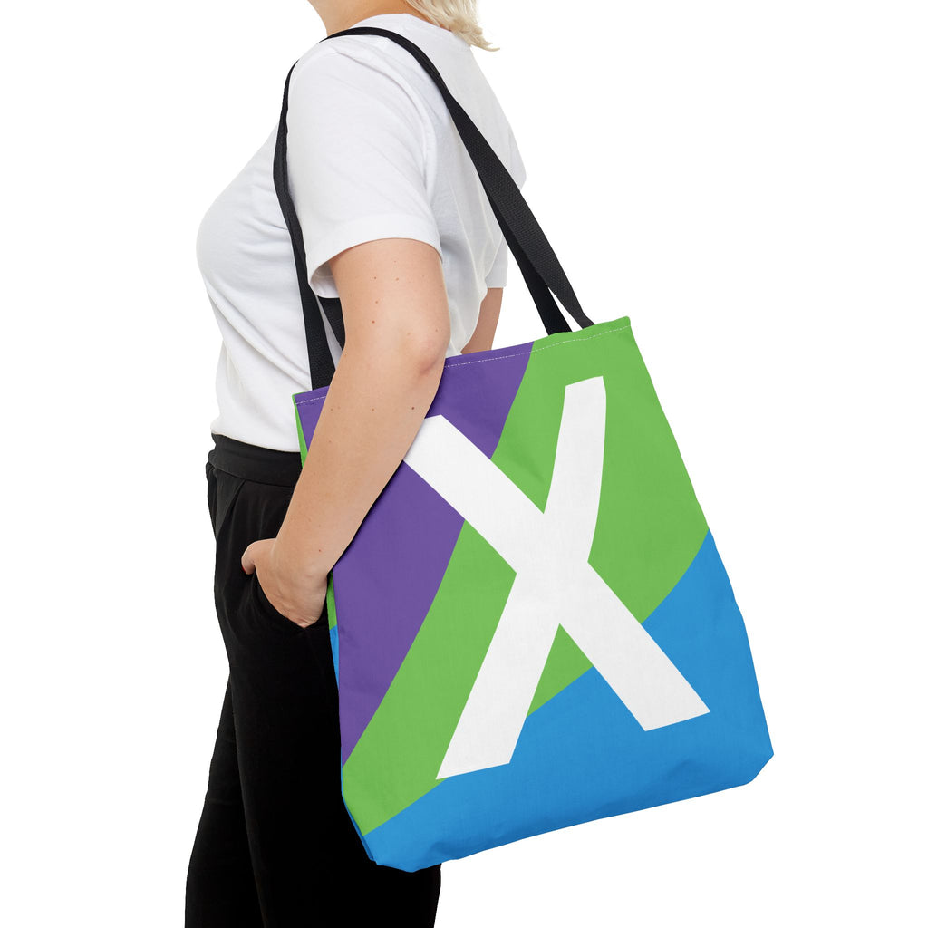 Monogram 'X' Colorblock Tote Bag — Personalized Initial X Shoulder Tote