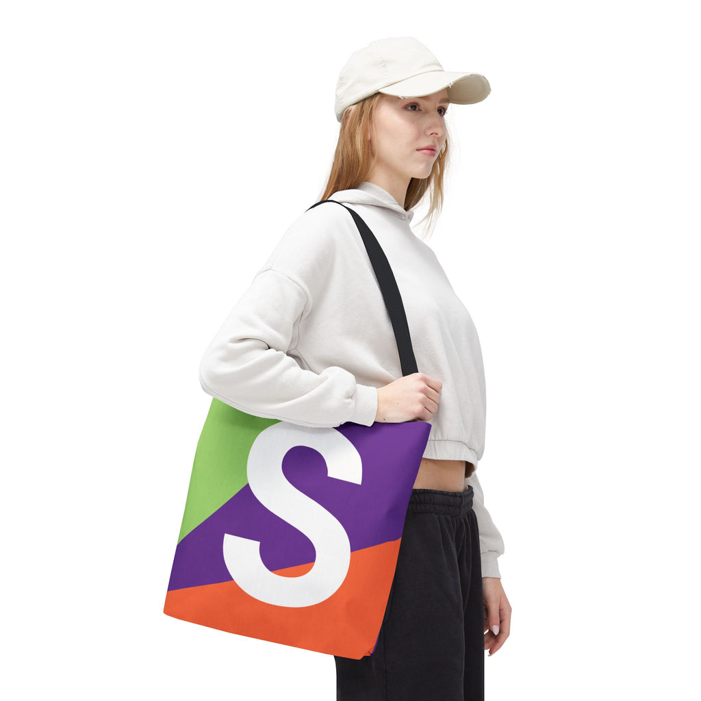 Monogram 'S' Colorblock Tote Bag — Personalized Initial S Shoulder Tote