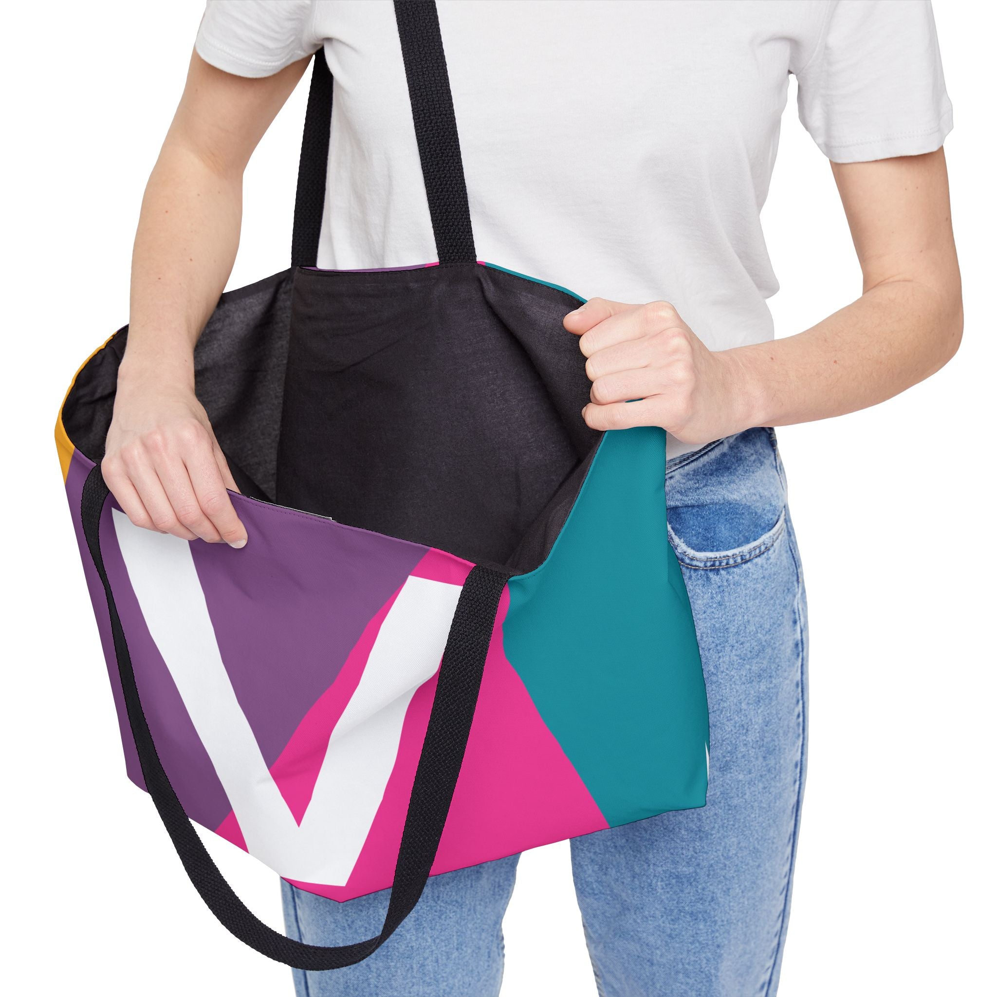 Personalized 'V' Colorblock Tote Bag — Monogram Weekender Tote
