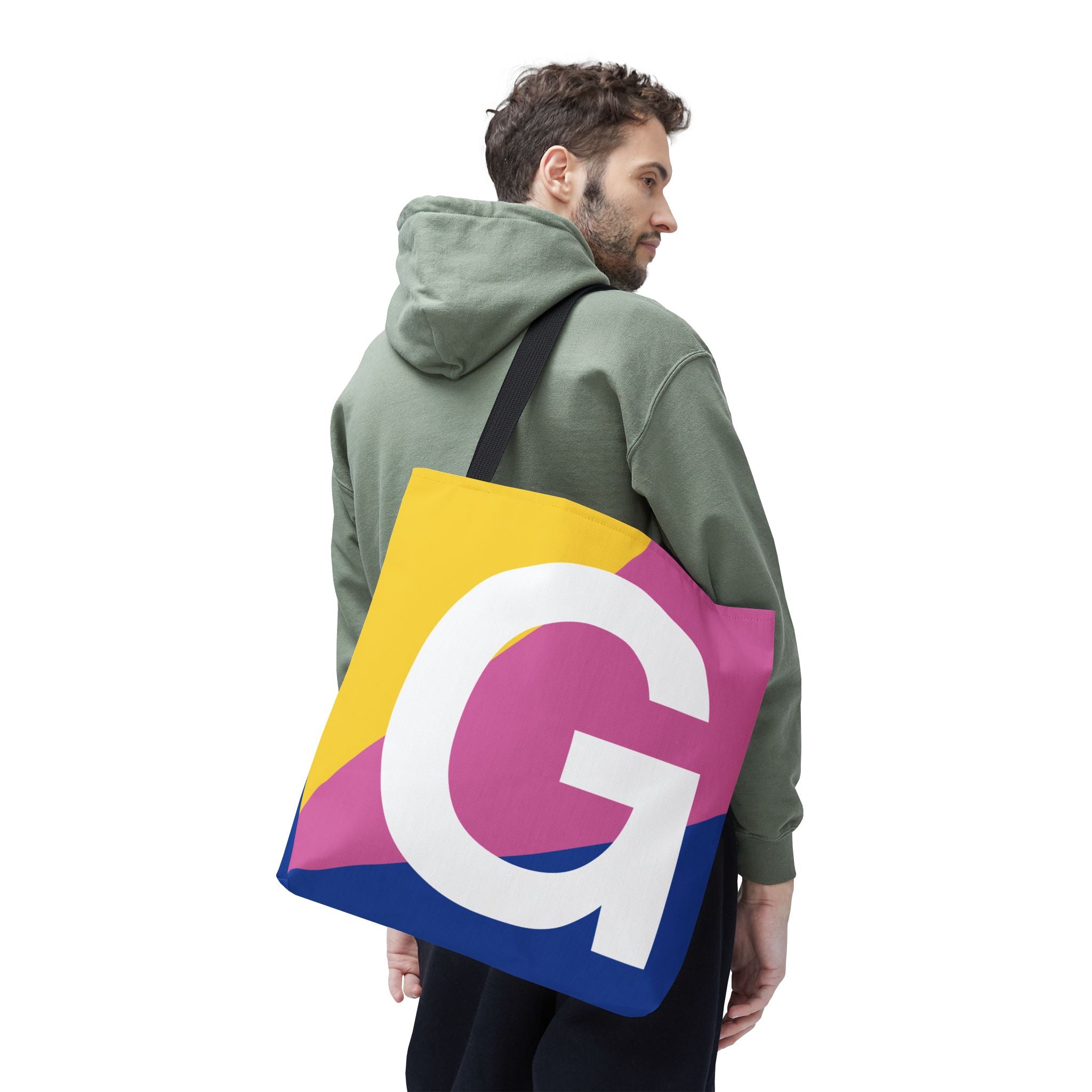 Monogram 'G' Colorblock Tote Bag — Personalized Initial G Shoulder Tote