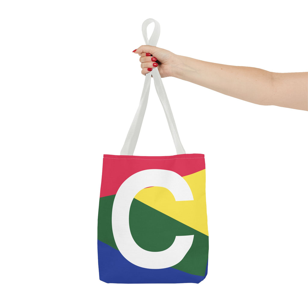 Monogram 'C' Colorblock Tote Bag — Personalized Initial C Shoulder Tote