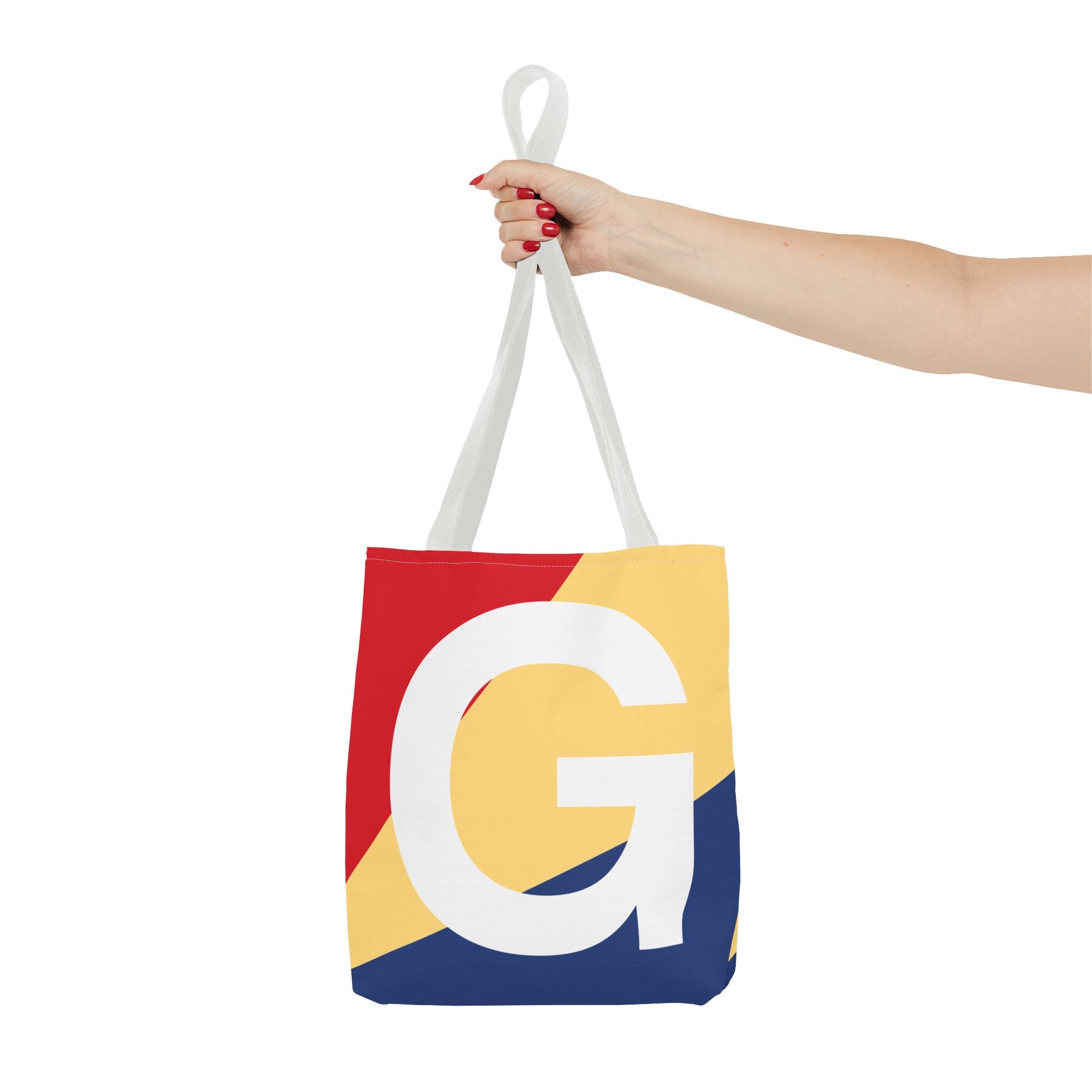 Monogram 'G' Colorblock Tote Bag — Personalized Initial G Shoulder Tote