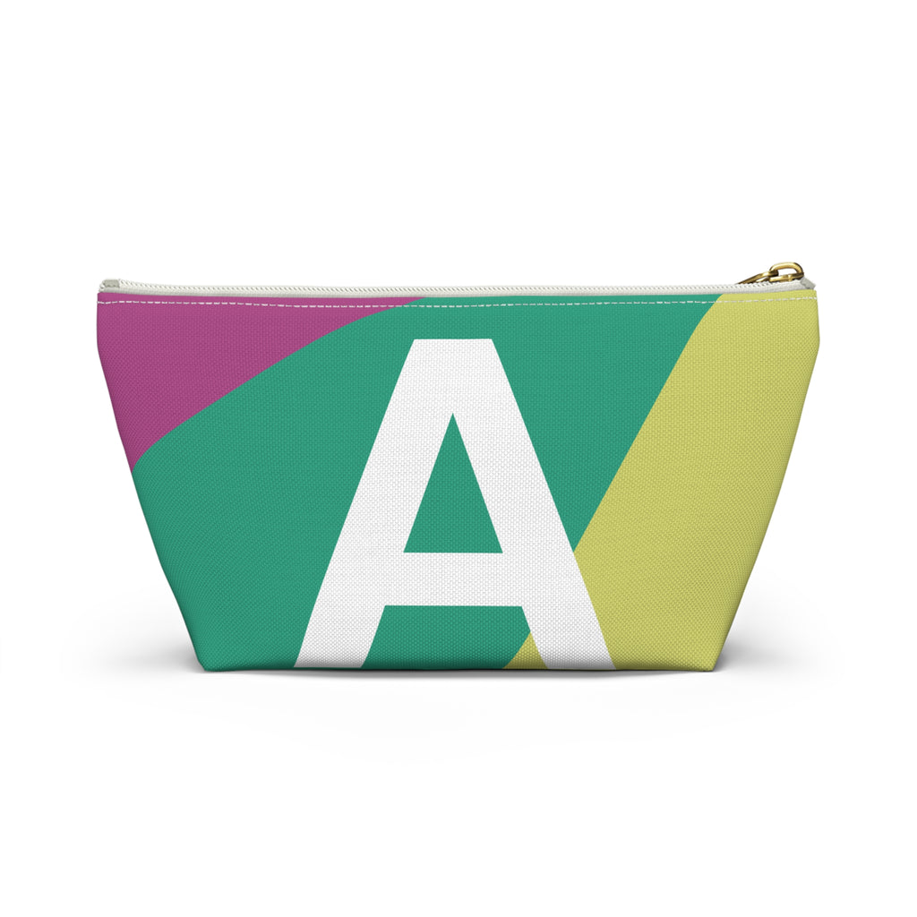 Initials Colorblock Accessory Pouch — Monogram A T-Bottom Cosmetic Bag
