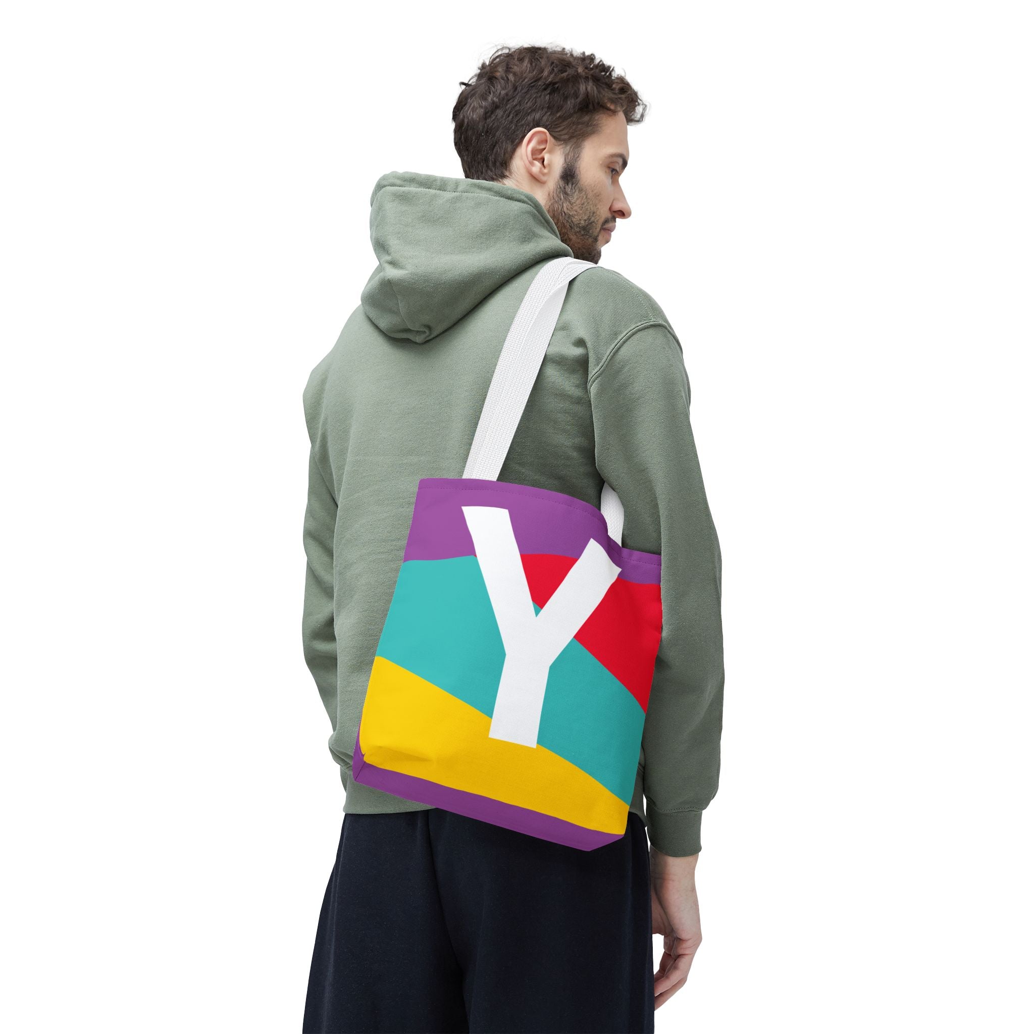 Monogram 'Y' Colorblock Tote Bag — Personalized Initial Y Shoulder Tote