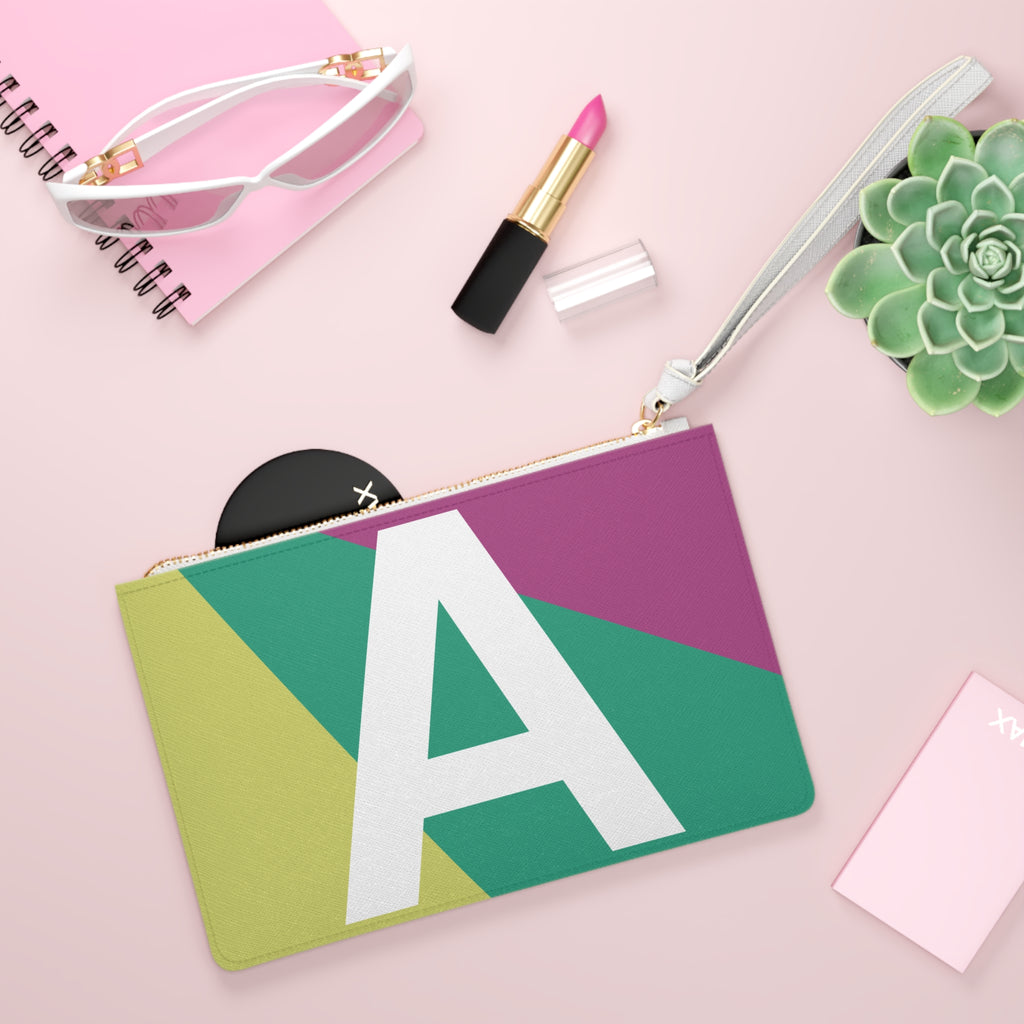 Monogram 'A' Colorblock Clutch Bag — Bold Geometric Wristlet for Everyday & Gifts