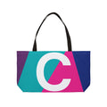 Personalized 'C' Colorblock Tote Bag — Monogram Weekender Tote